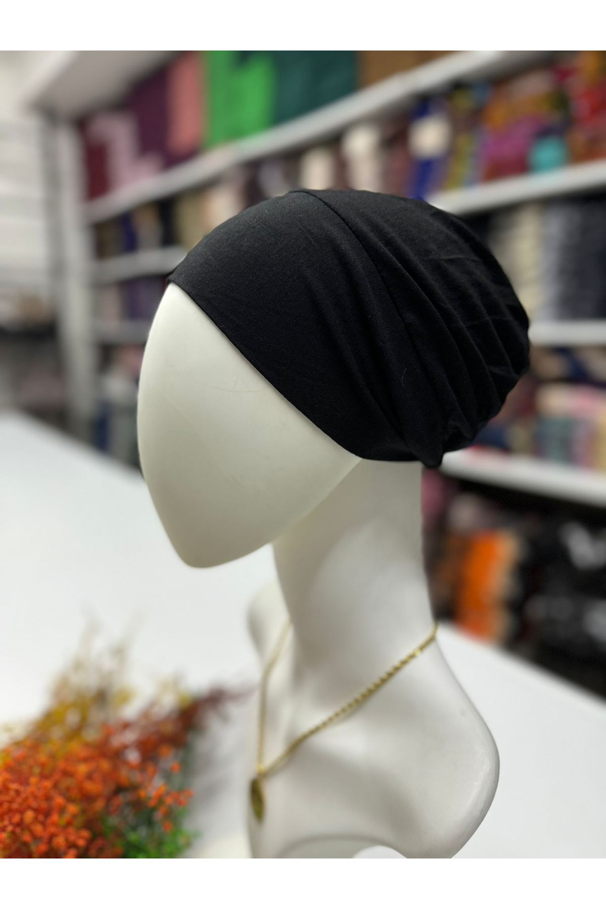 Likralı Geçme Bone Siyah 