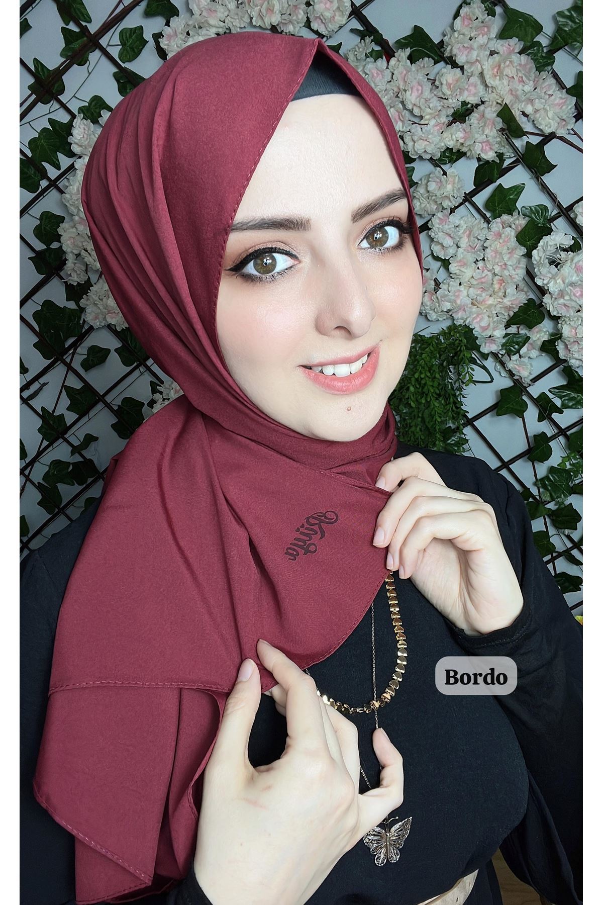 Medine İpeği Şal Bordo
