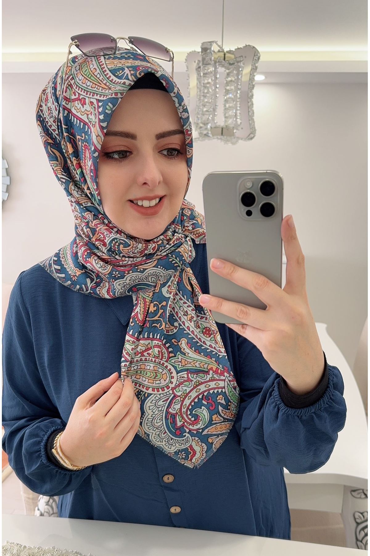 Rüya Koton Eşarp Etnik Desen 