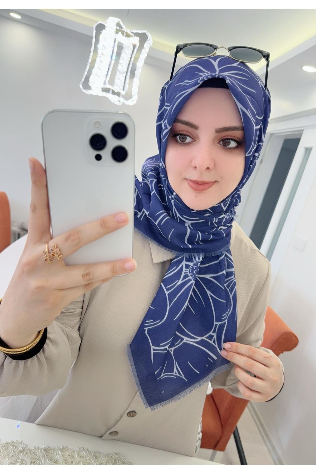 Rüya Koton Eşarp Çizgi Desen 