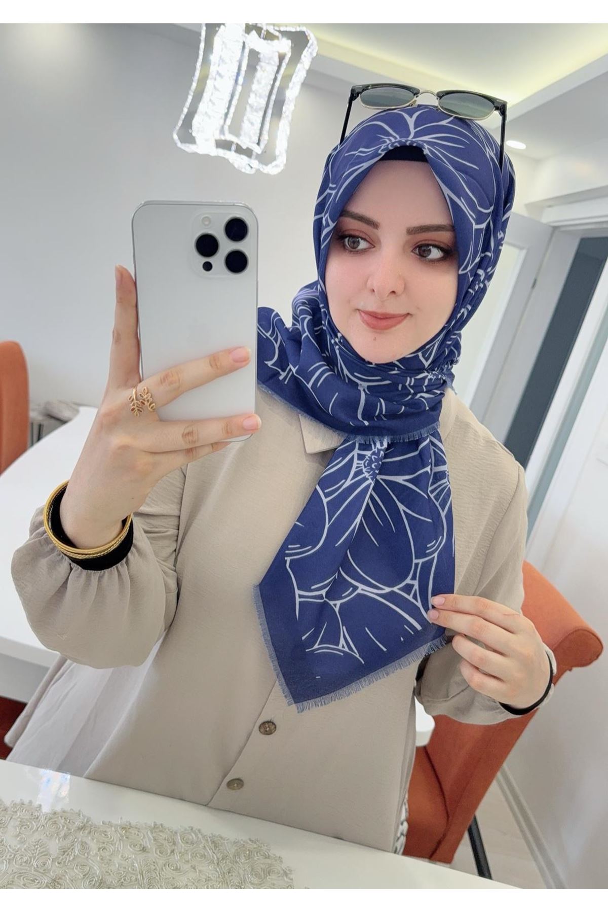 Rüya Koton Eşarp Çizgi Desen 