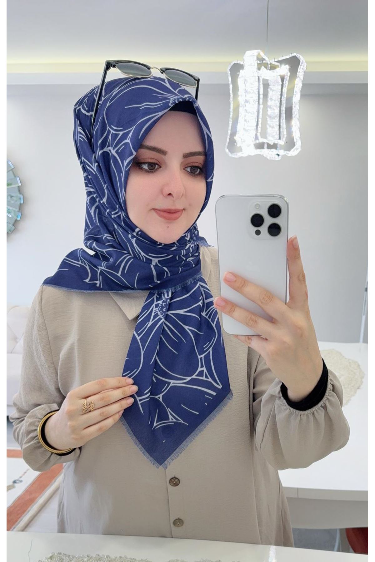 Rüya Koton Eşarp Çizgi Desen 
