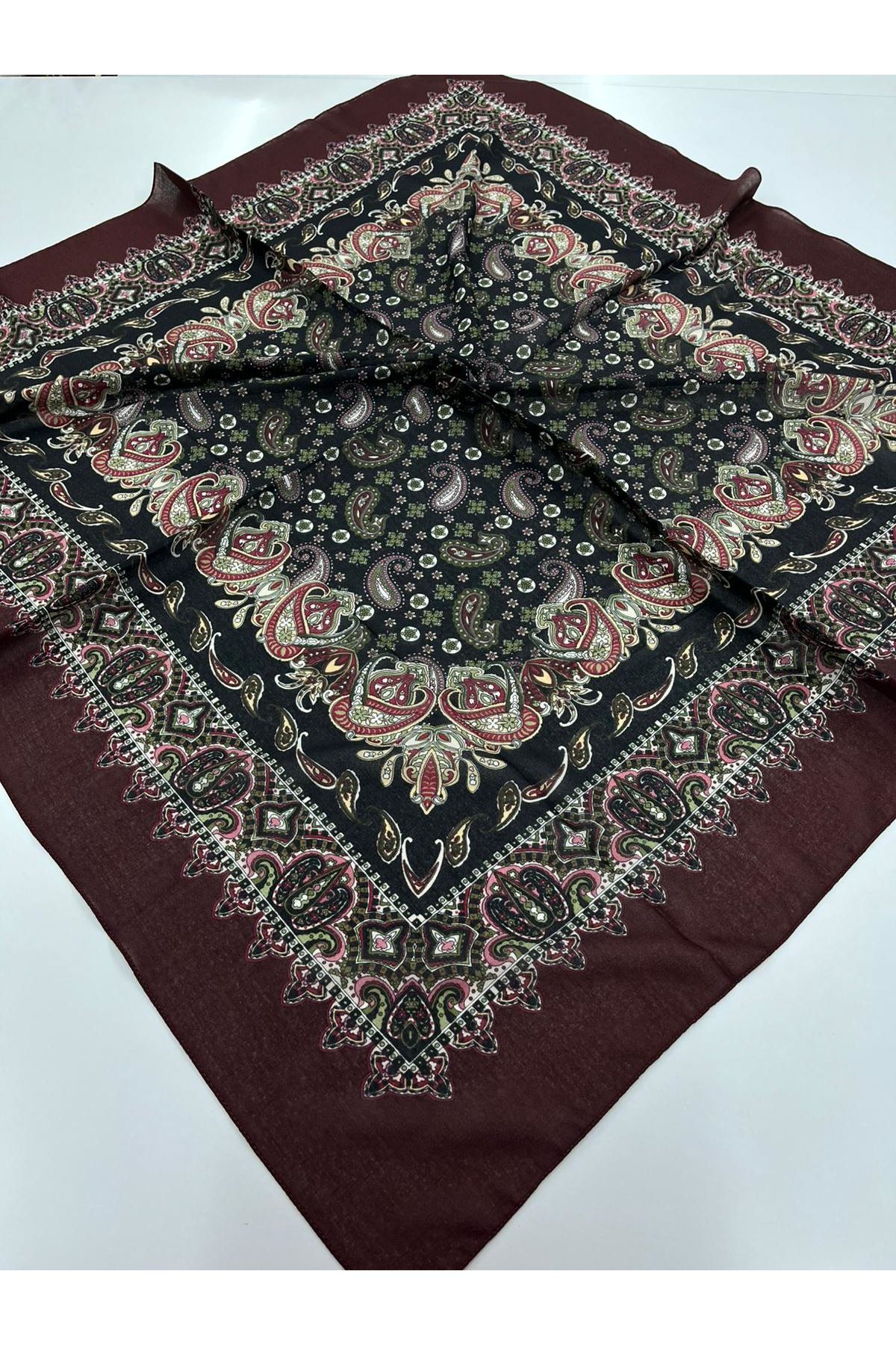 Çini Etnik Desen Naturel Eşarp   