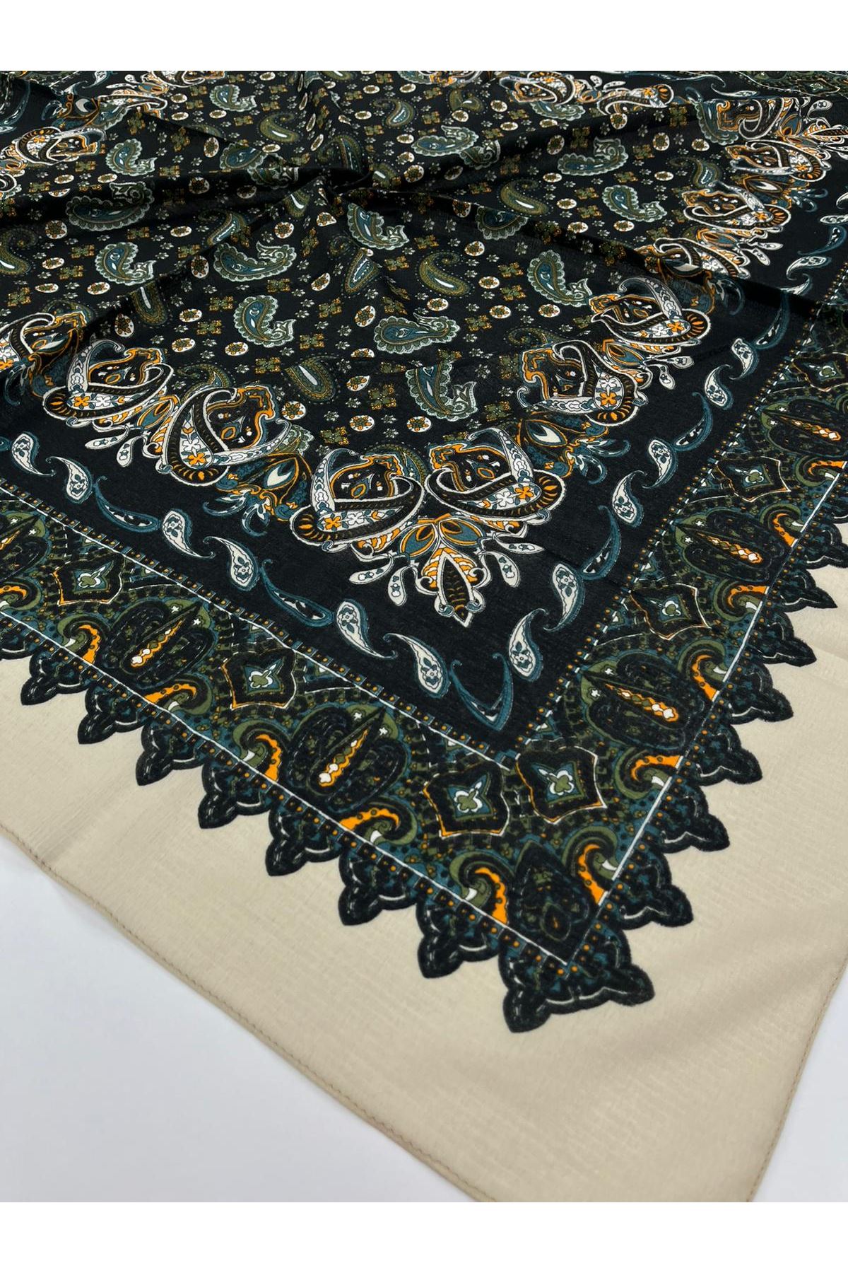 Çini Etnik Desen Naturel Eşarp 