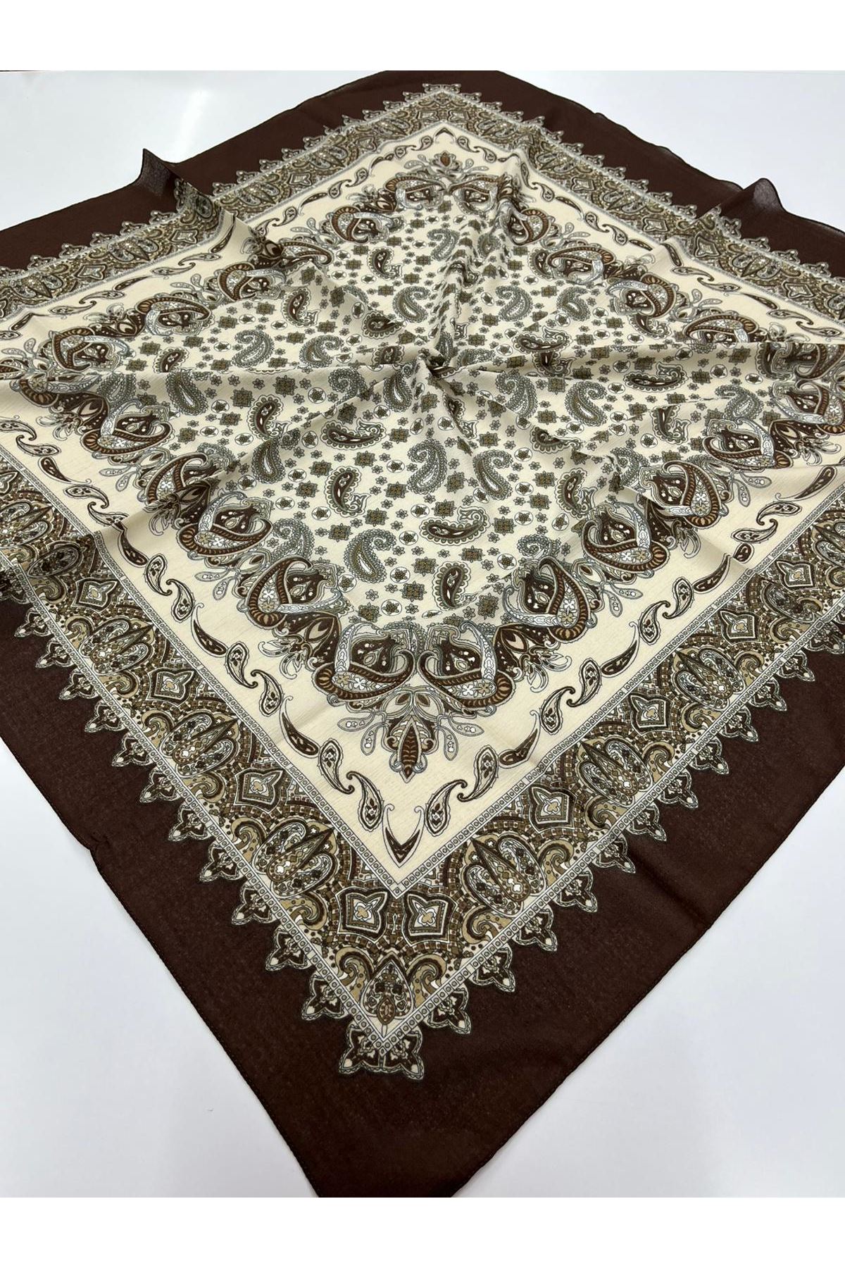 Çini Etnik Desen Naturel Eşarp  