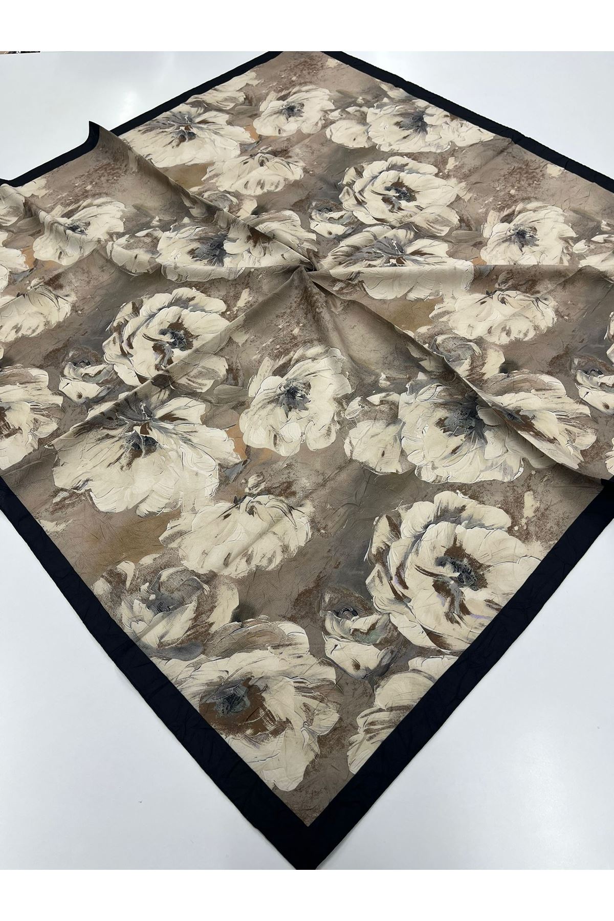 Gül Desen Bambu Kraş Eşarp   