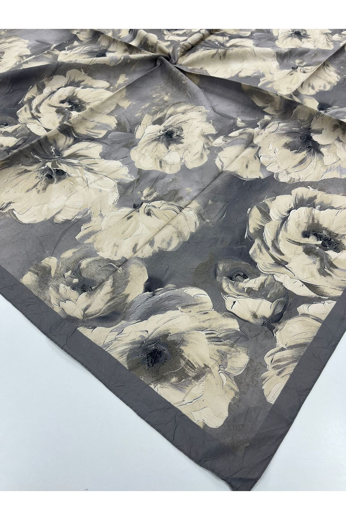 Gül Desen Bambu Kraş Eşarp  