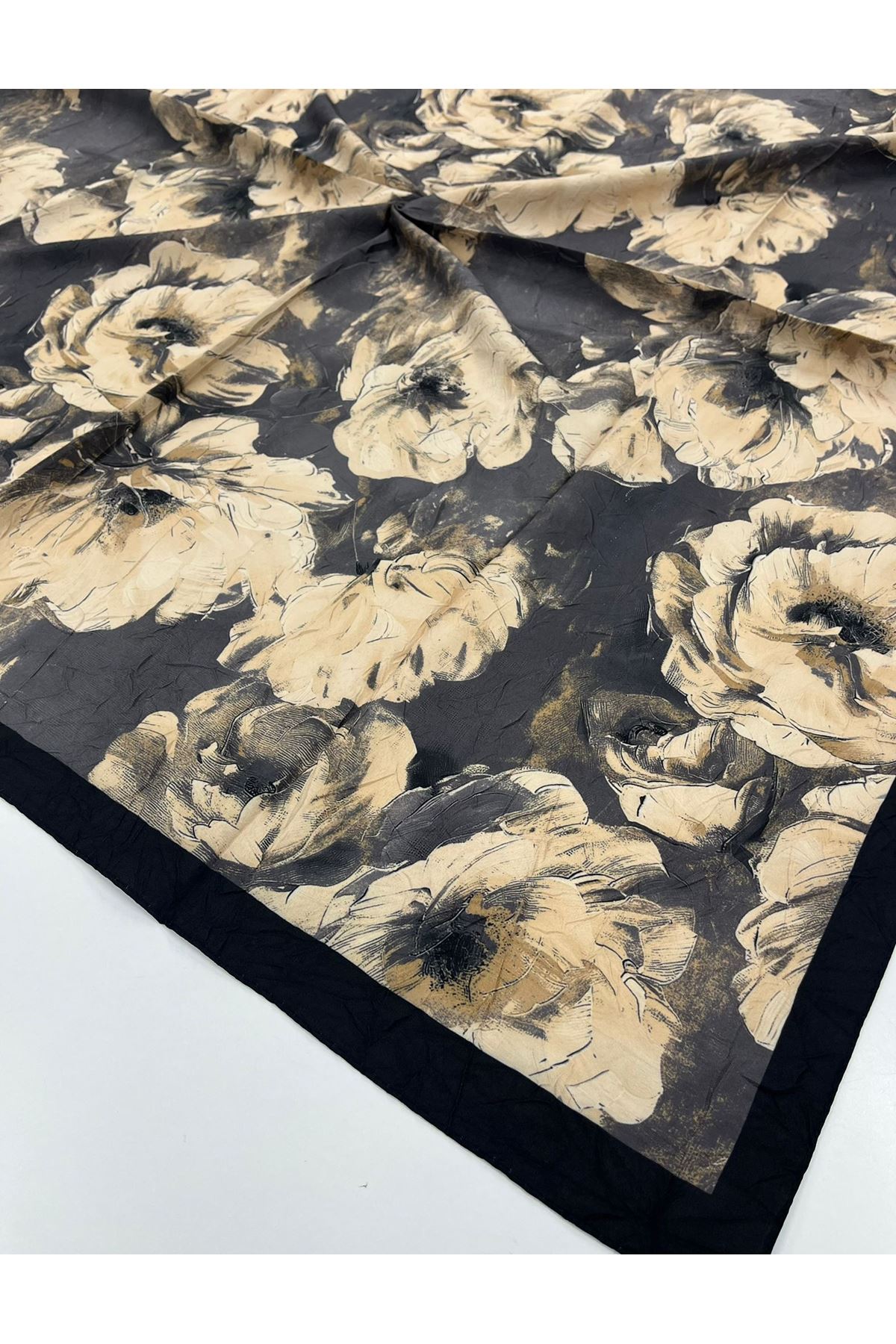 Gül Desen Bambu Kraş Eşarp 