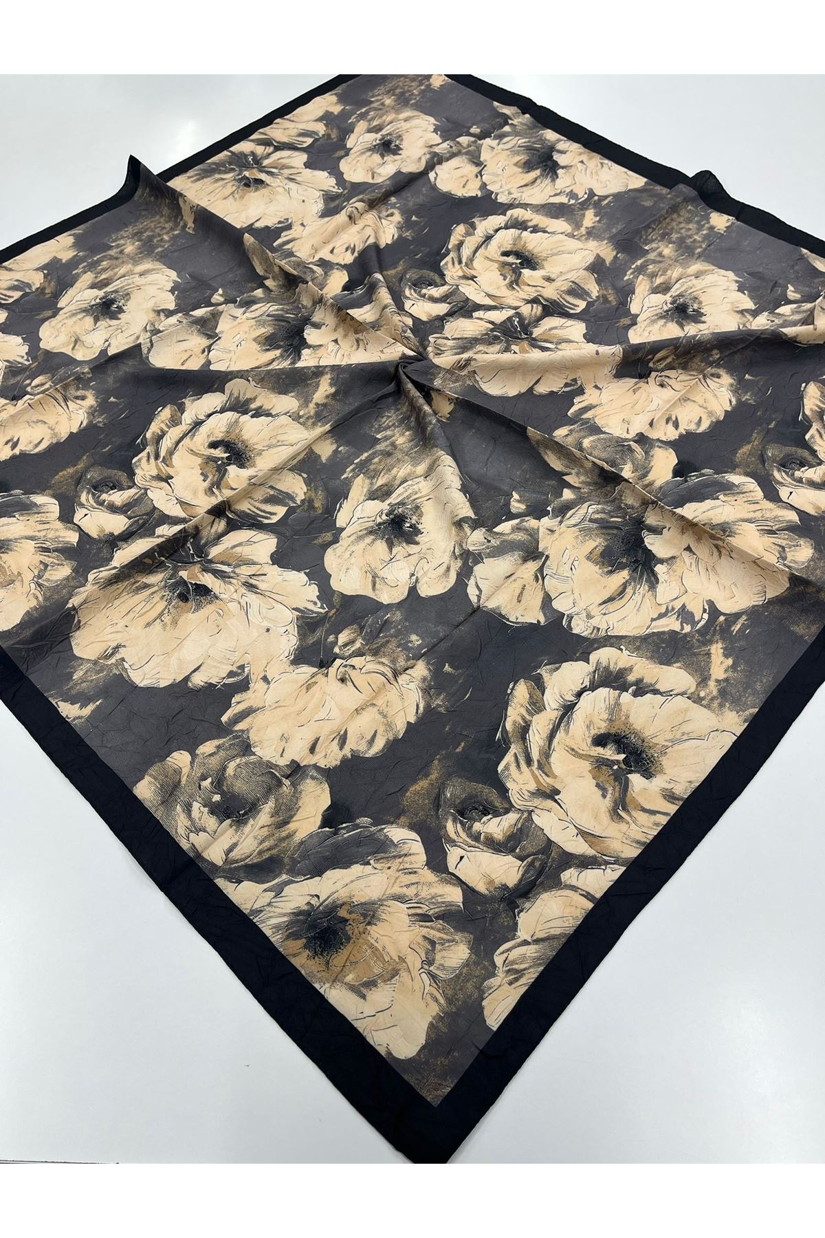 Gül Desen Bambu Kraş Eşarp 