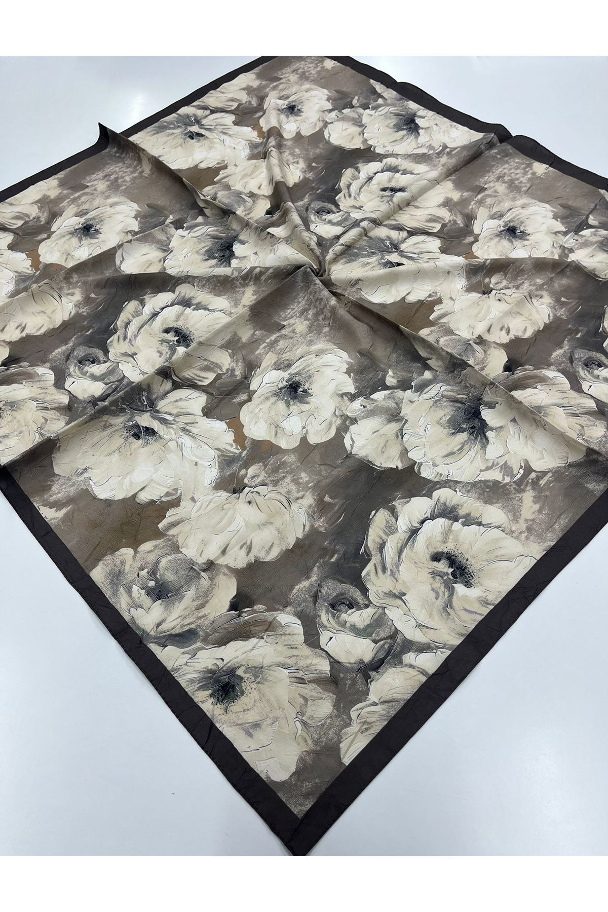 Gül Desen Bambu Kraş Eşarp    