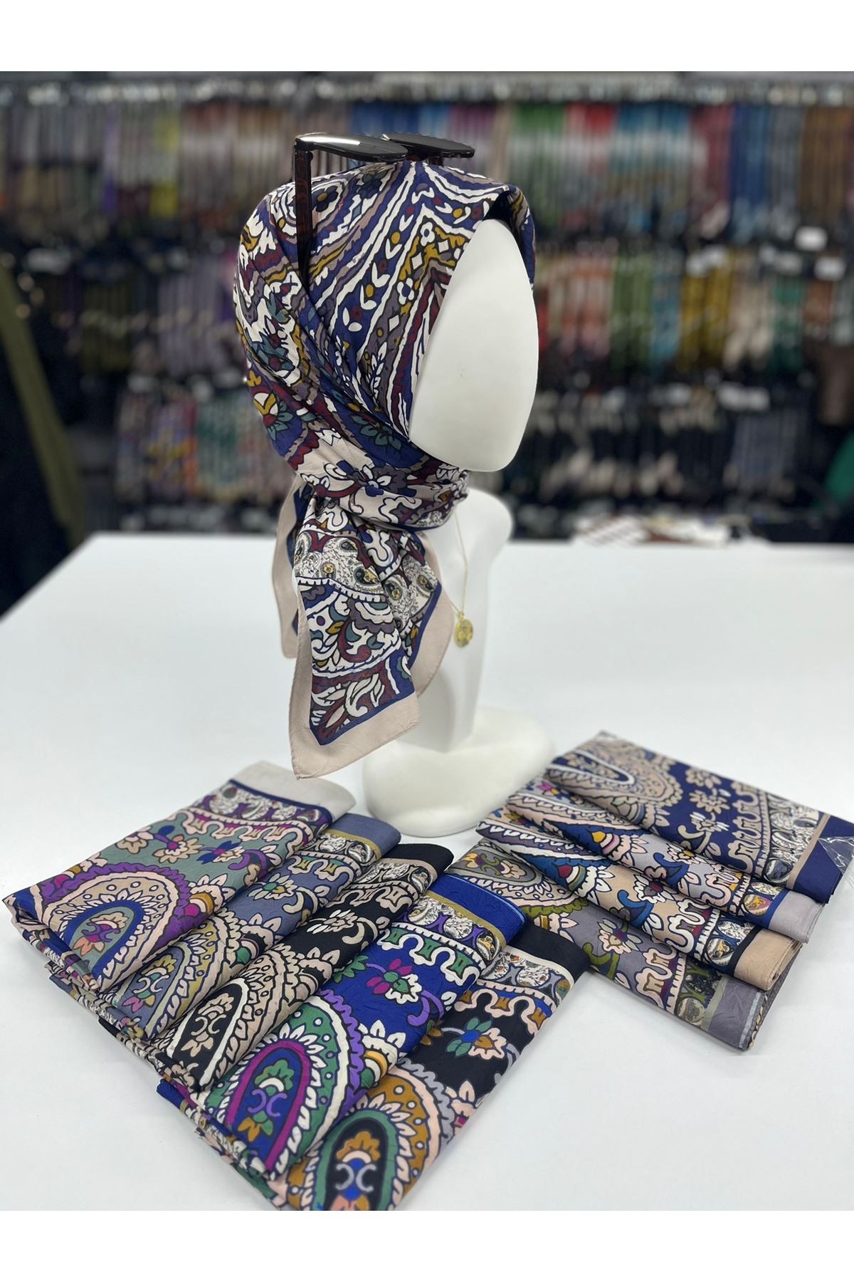 Etnik Desen Bambu Kraş Eşarp 