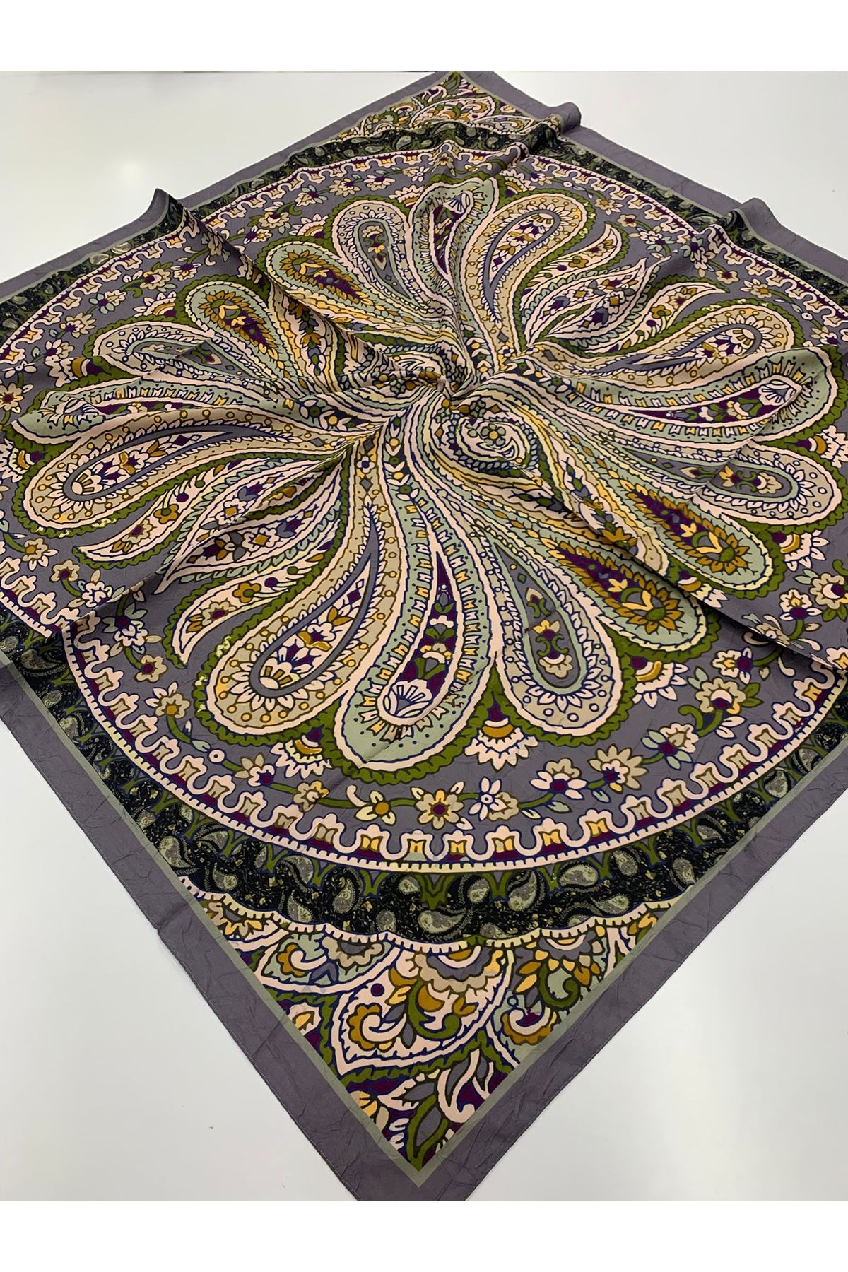 Etnik Desen Bambu Kraş Eşarp  