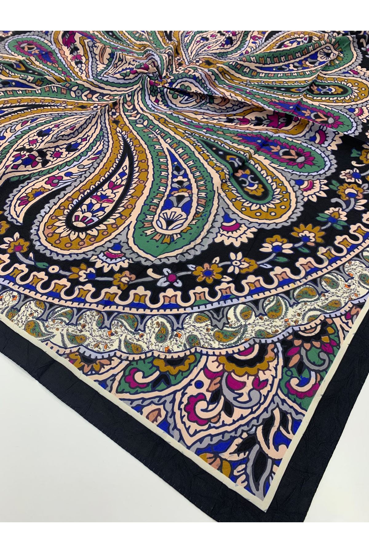 Etnik Desen Bambu Kraş Eşarp 