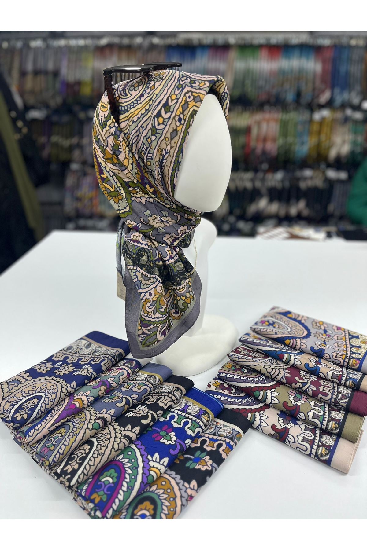 Etnik Desen Bambu Kraş Eşarp  