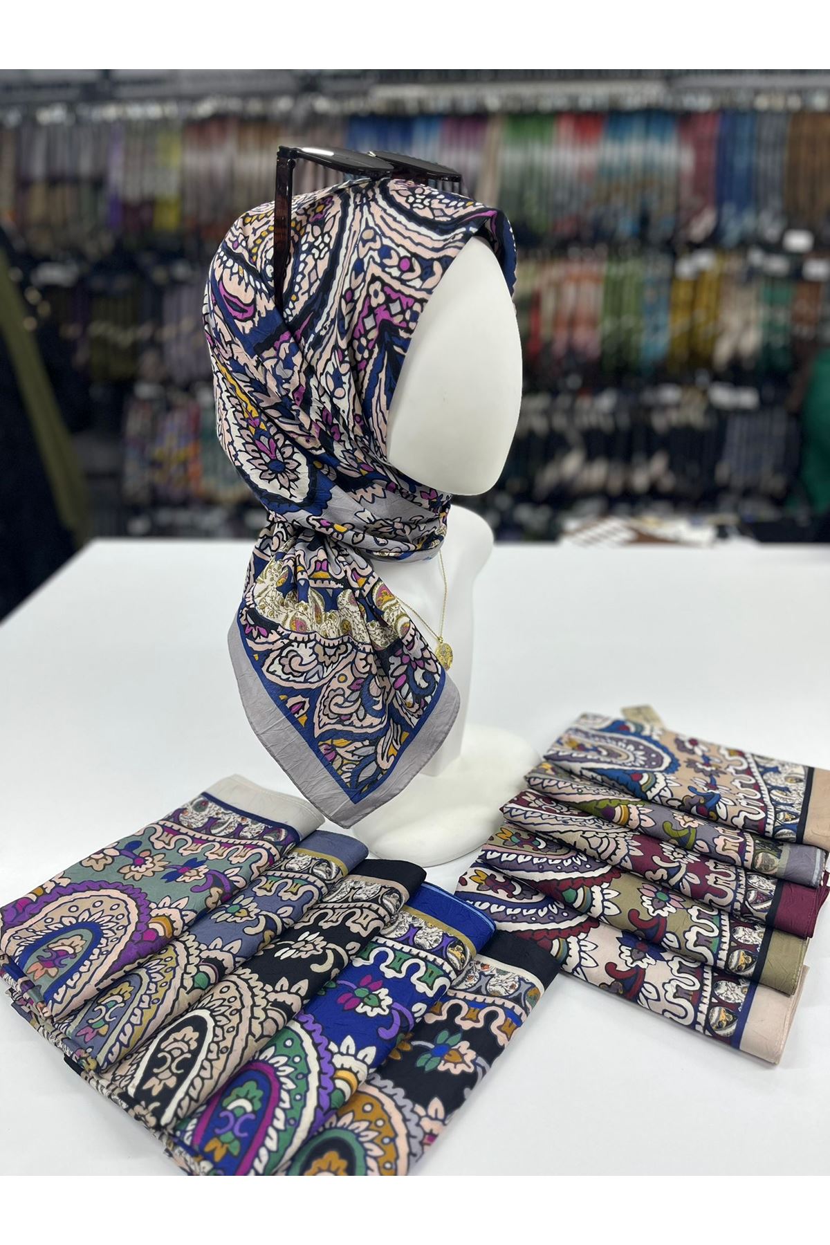 Etnik Desen Bambu Kraş Eşarp  