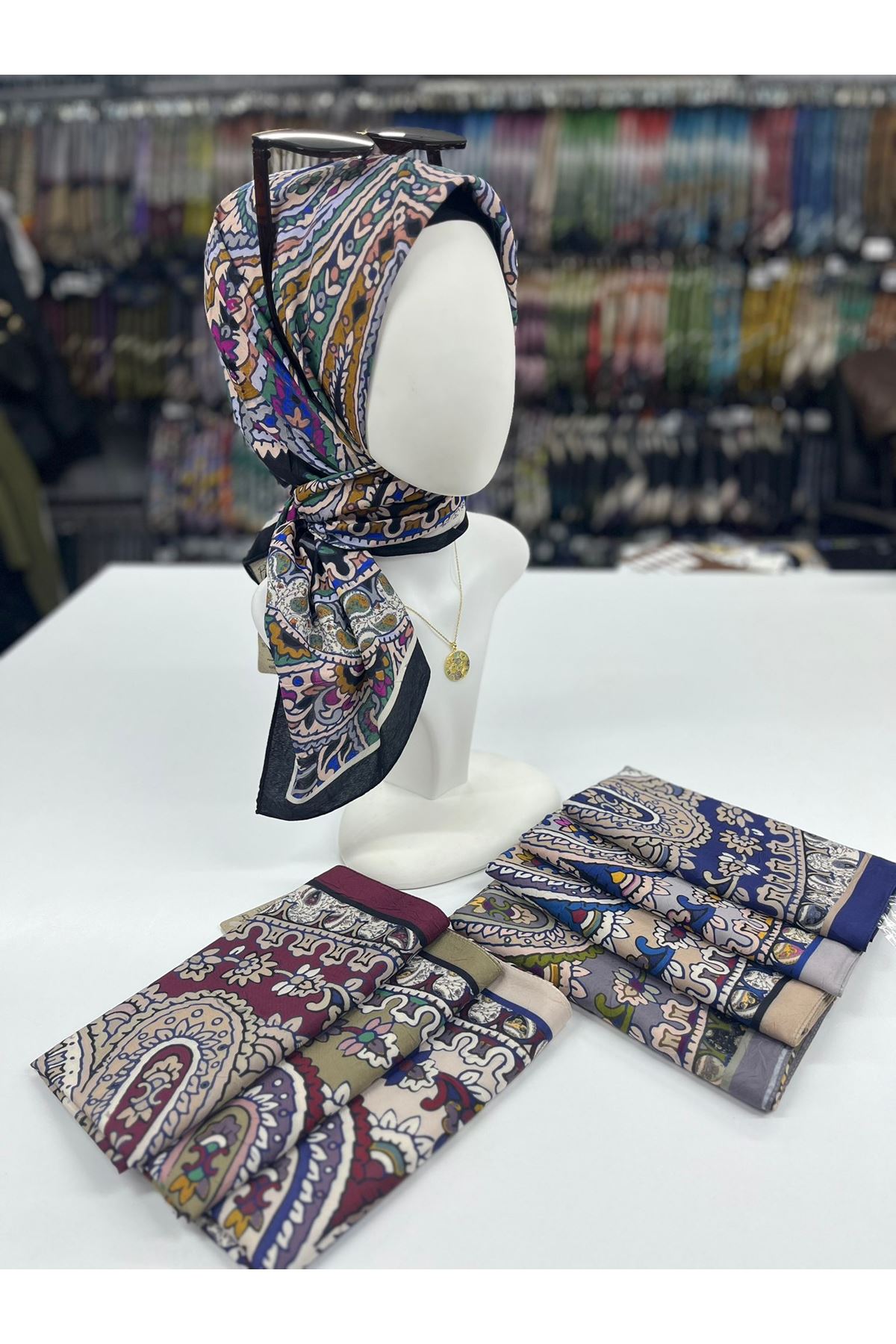 Etnik Desen Bambu Kraş Eşarp 