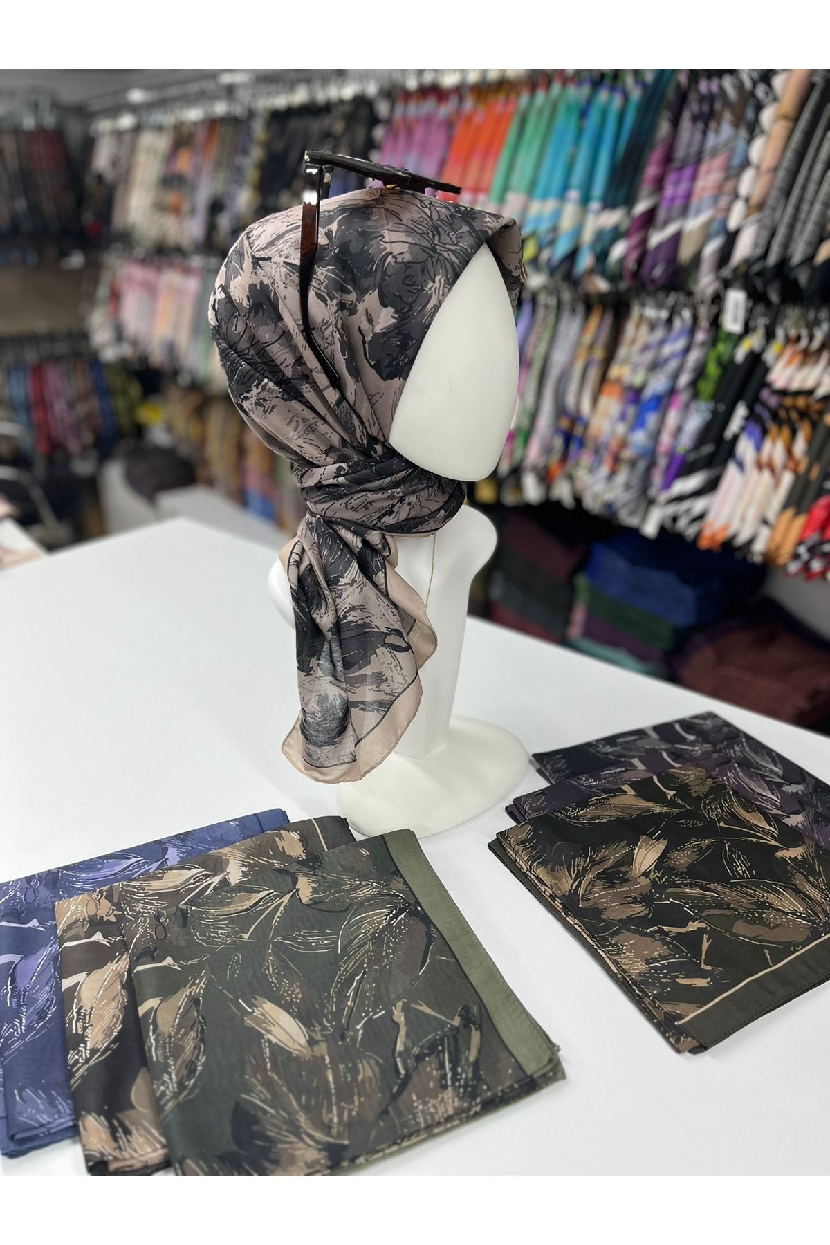 Rose Desen Soft Eşarp (Vizon Camel Kahve)