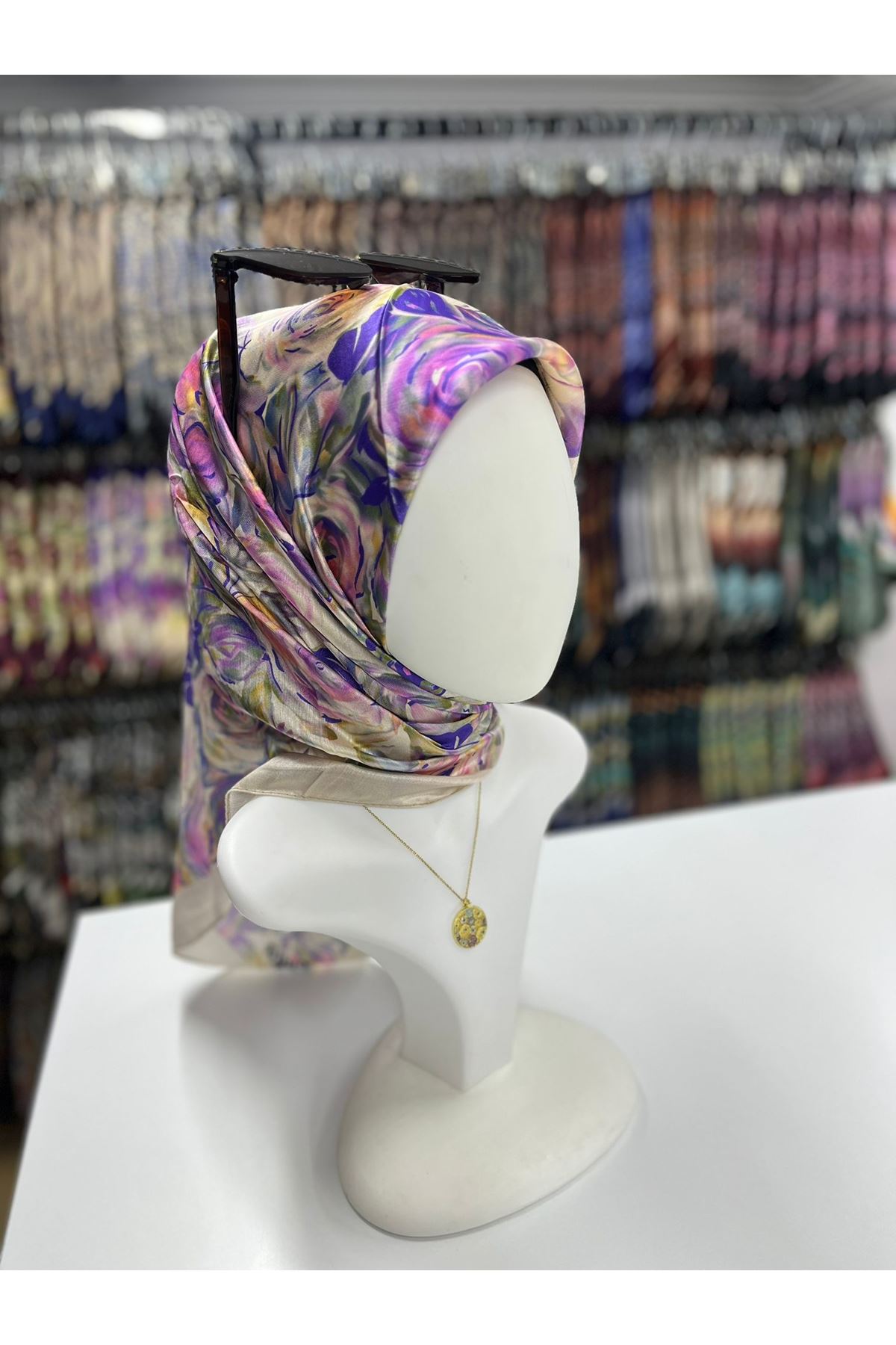 Ortanca Modeli Pırıltı Eşarp 6721