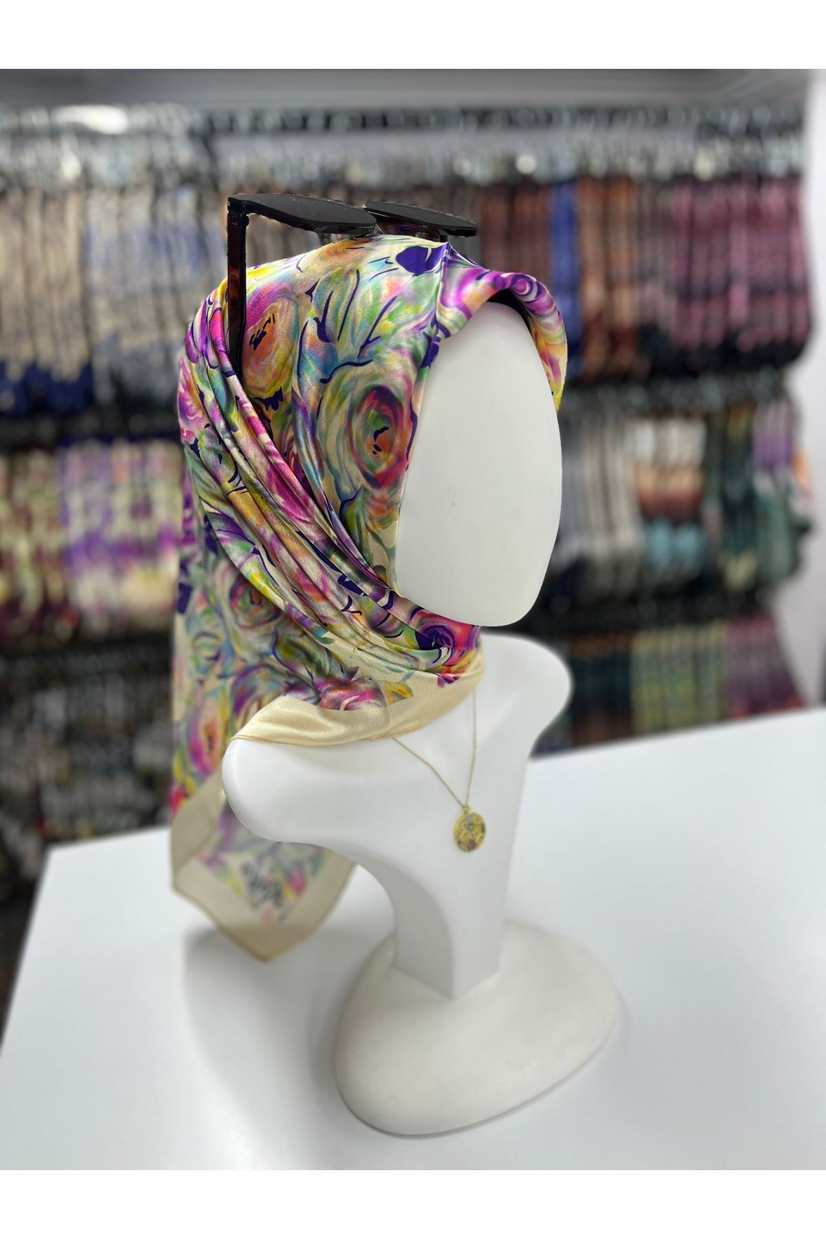 Ortanca Modeli Pırıltı Eşarp 6721