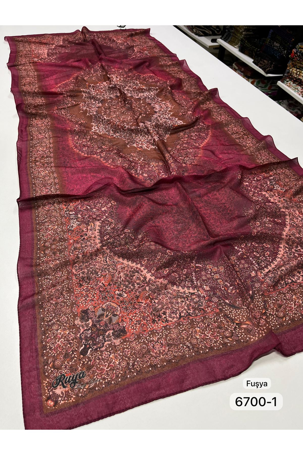 Rüya Organik Şal Kod:6700-1 (Fuşya) 