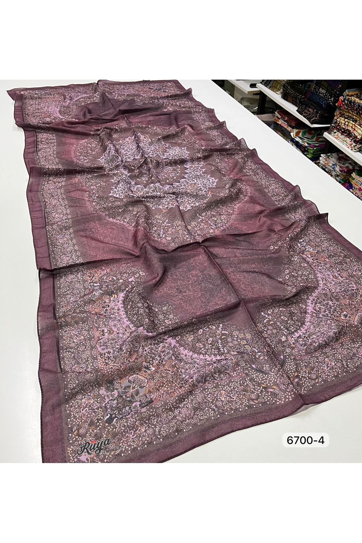 Rüya Organik Şal Kod:6700-4 (Mürdüm Lila) 