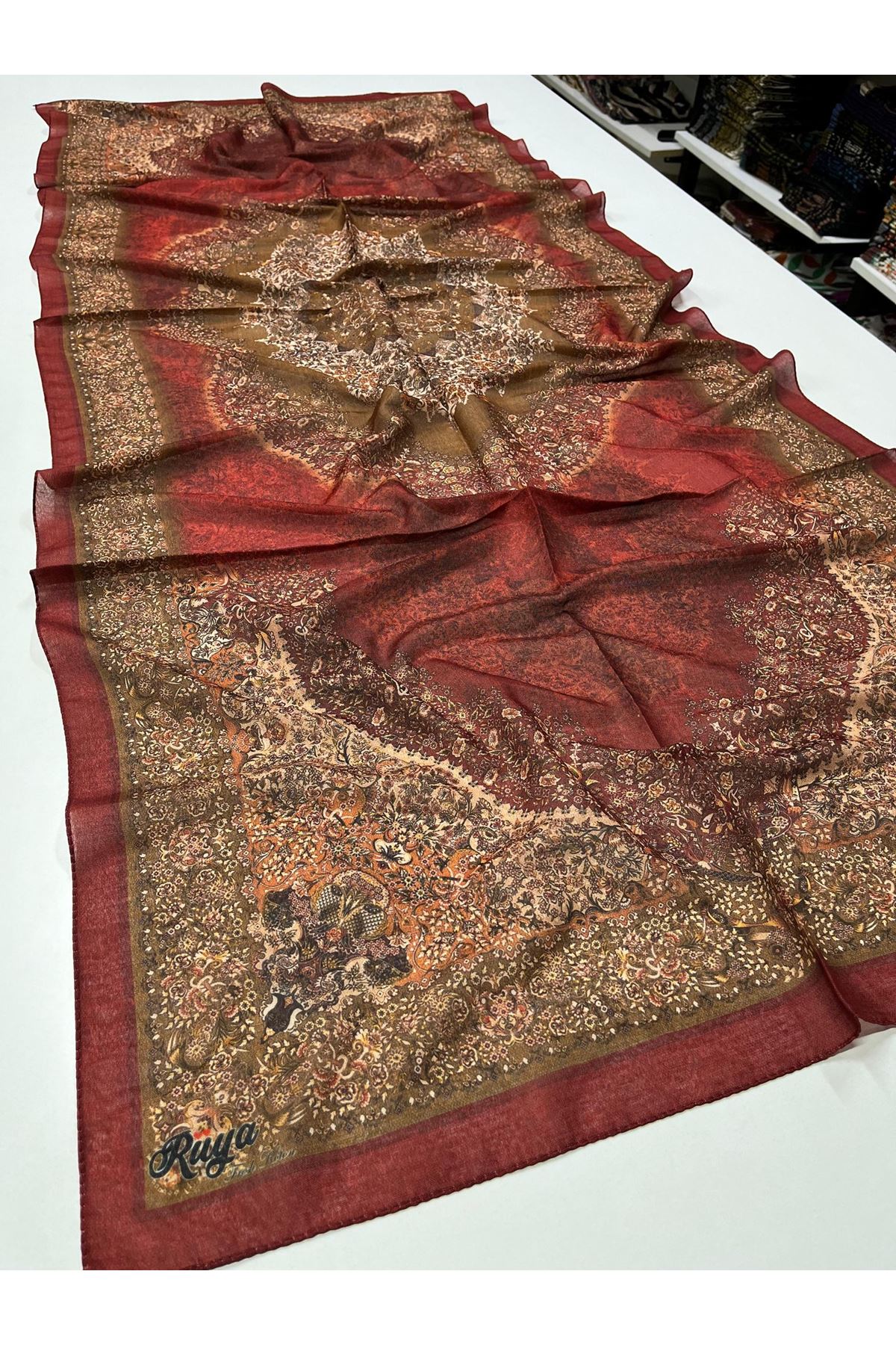 Rüya Organik Şal Kod:6700-5 (Bordo)