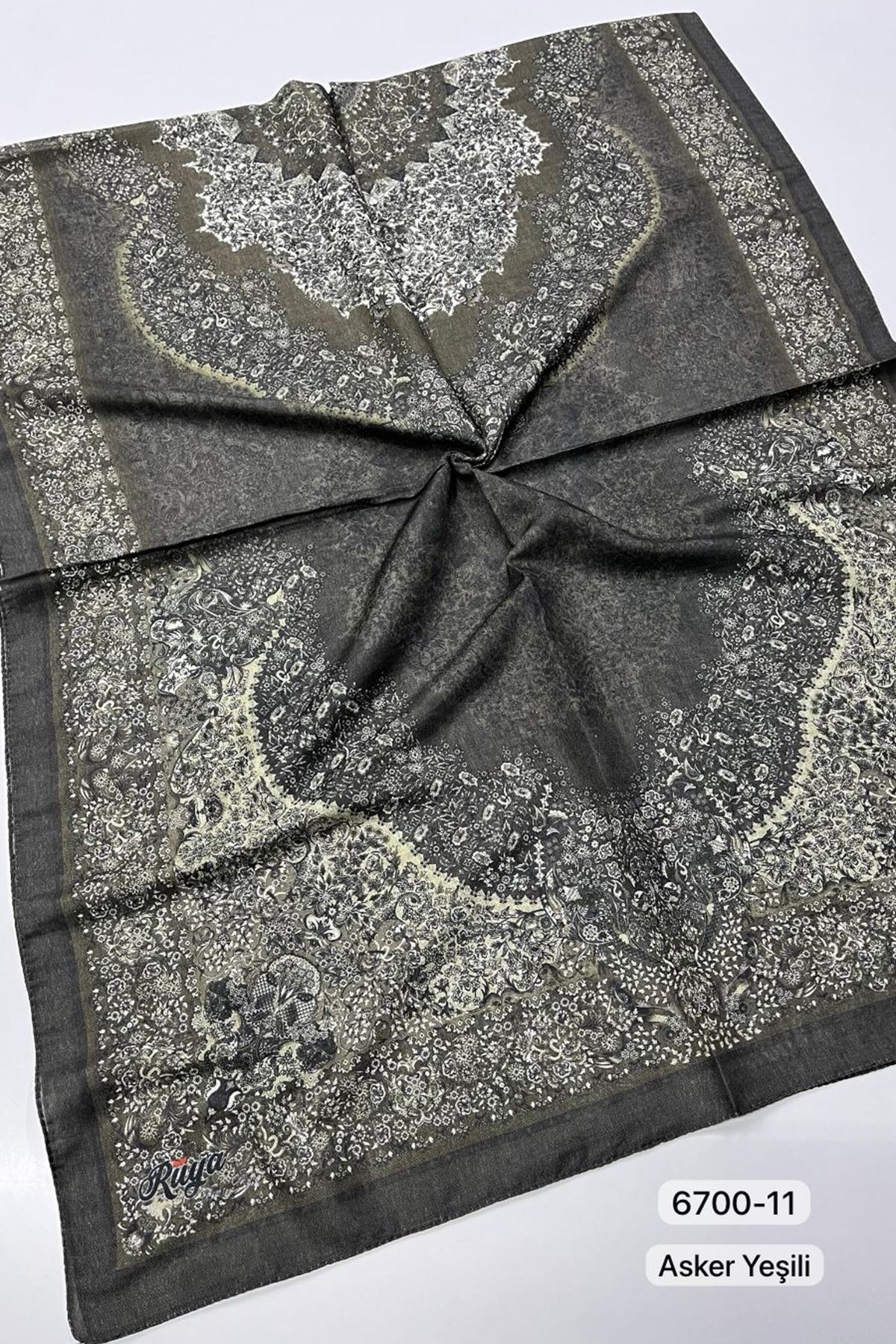 Rüya Organik Şal Kod:6700-11 (Asker Yeşili) 