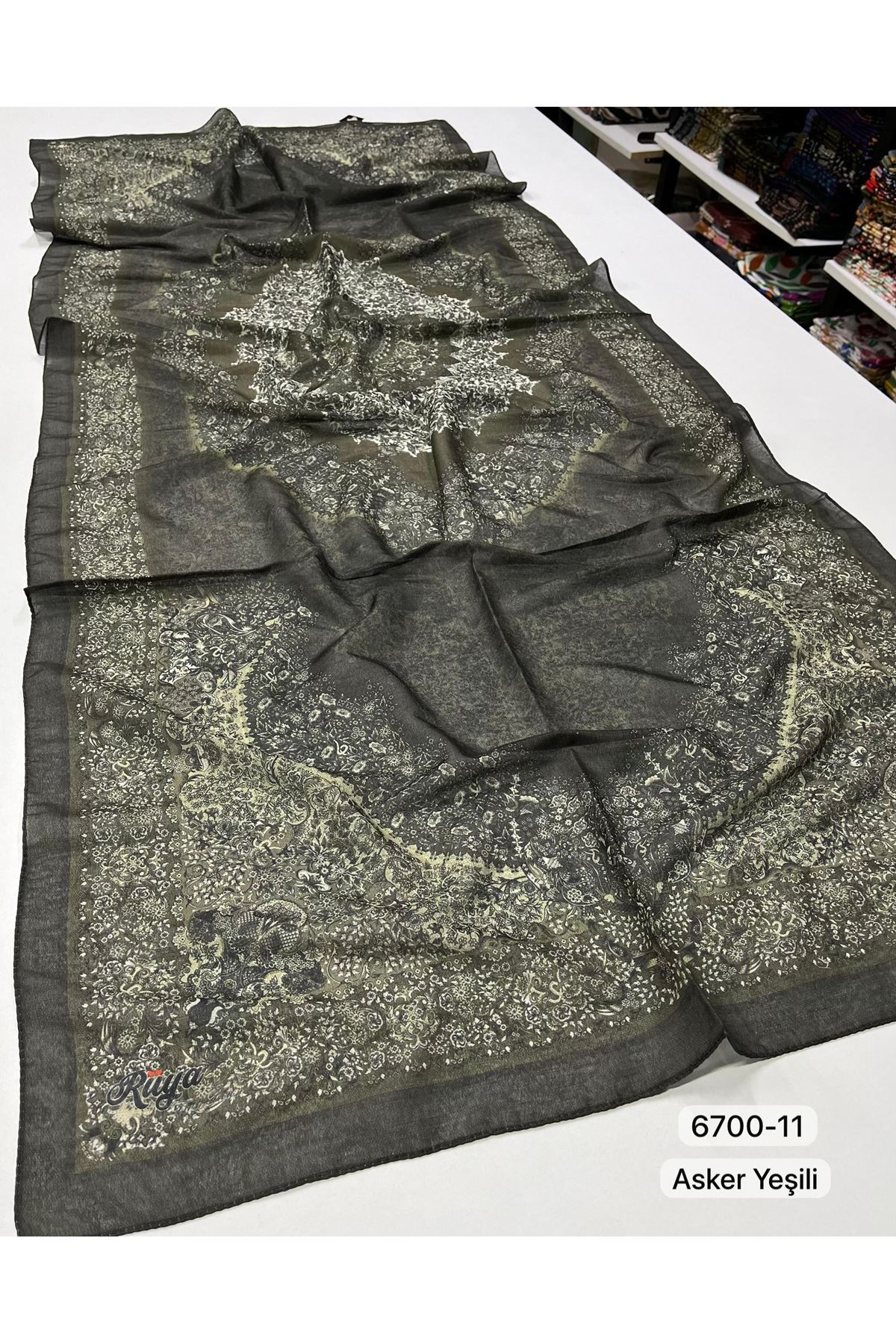 Rüya Organik Şal Kod:6700-11 (Asker Yeşili) 