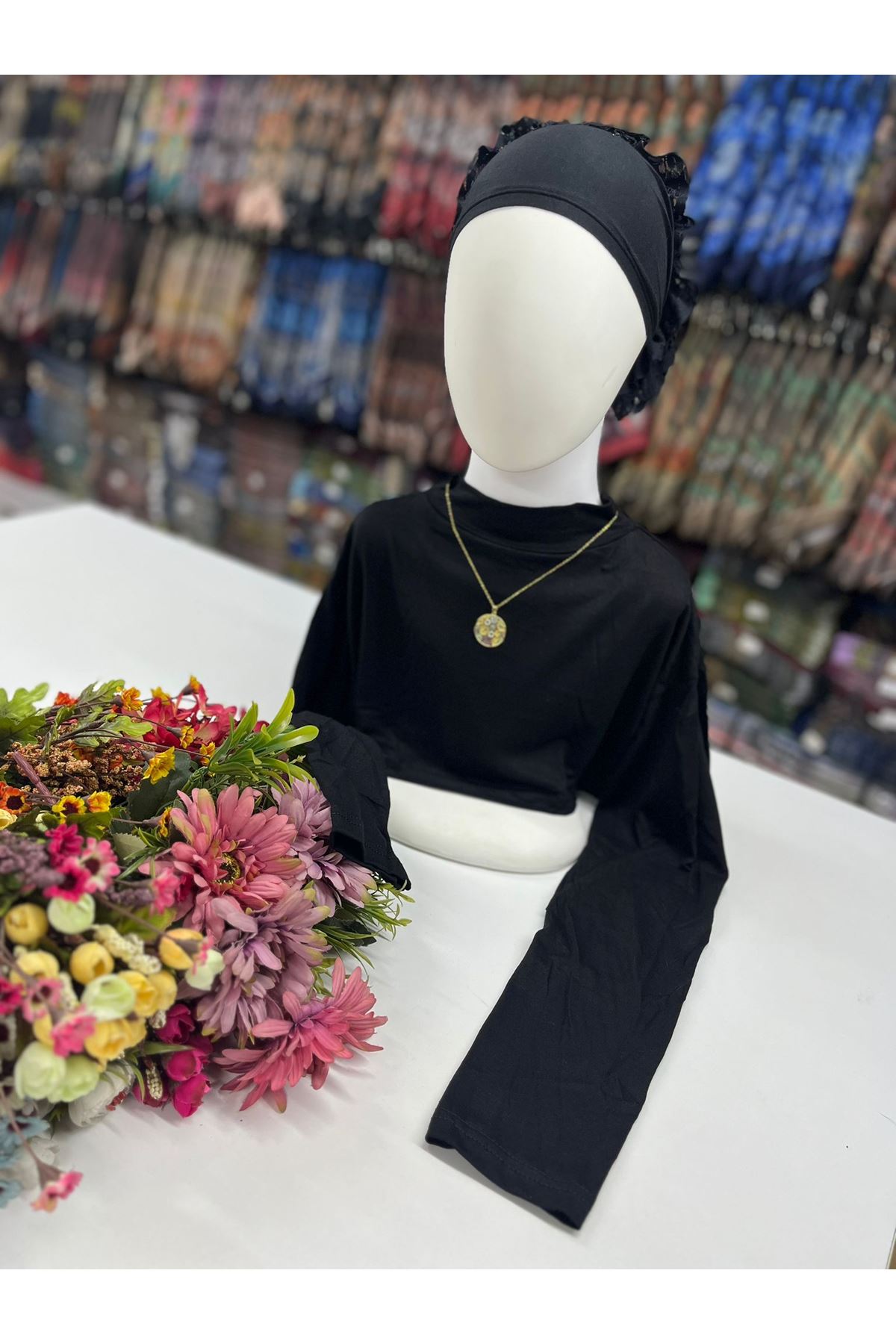 Siyah Tesettür Crop 