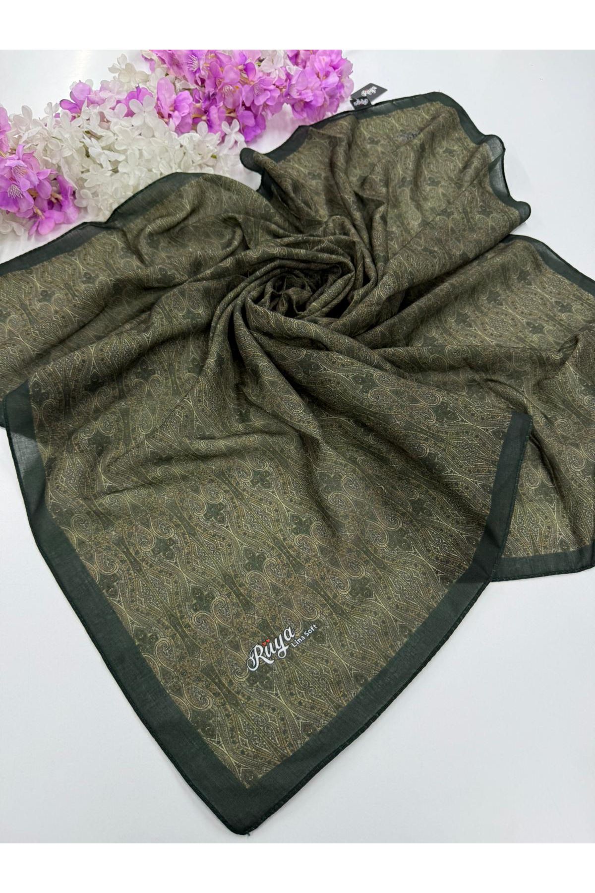 Rüya Lina Minimal Desen Soft Eşarp (Yeşil)