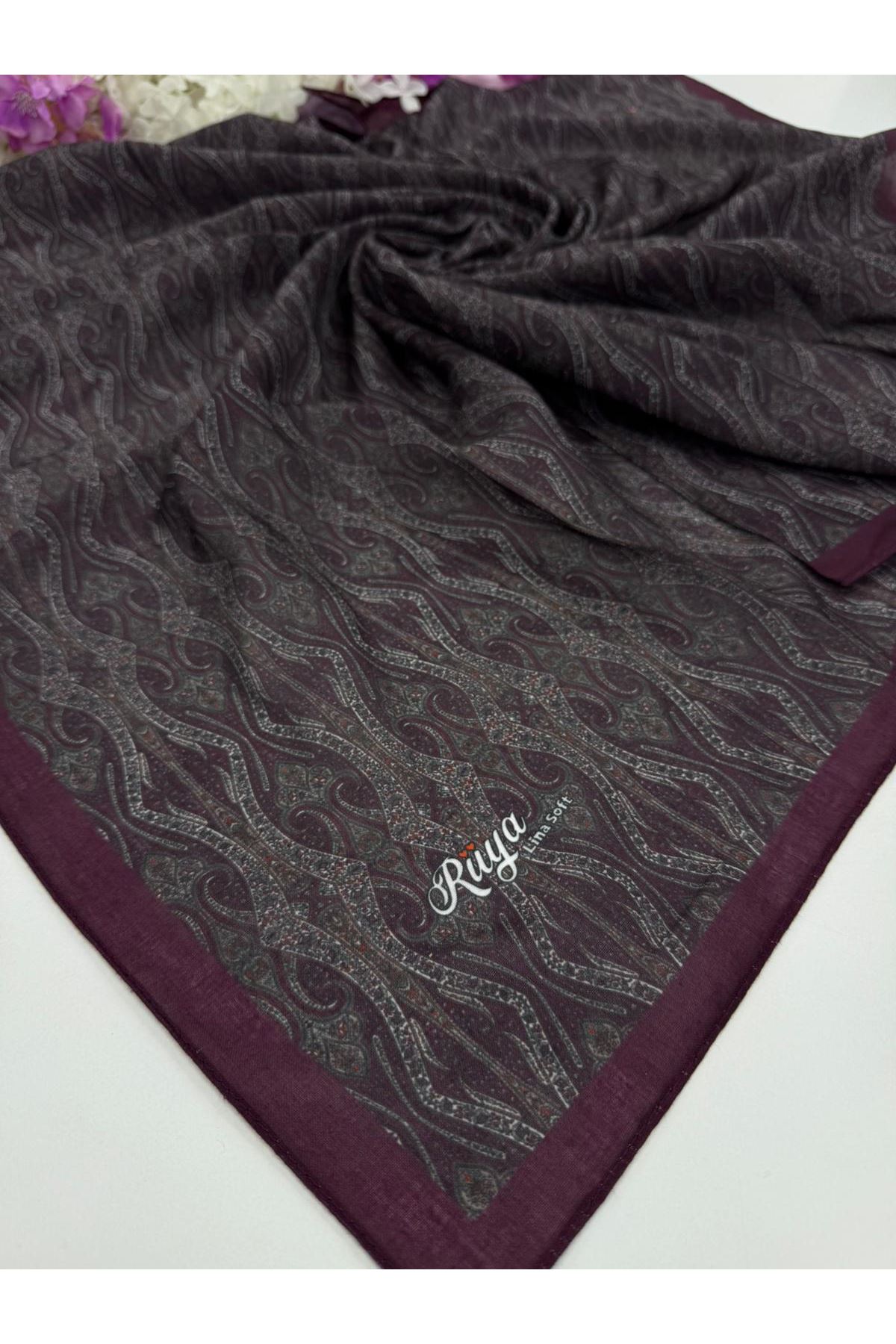 Rüya Lina Minimal Desen Soft Eşarp (Mürdüm)