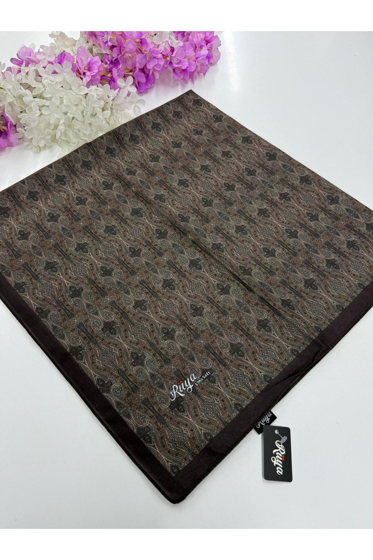 Rüya Lina Minimal Desen Soft Eşarp (Acı Kahve)