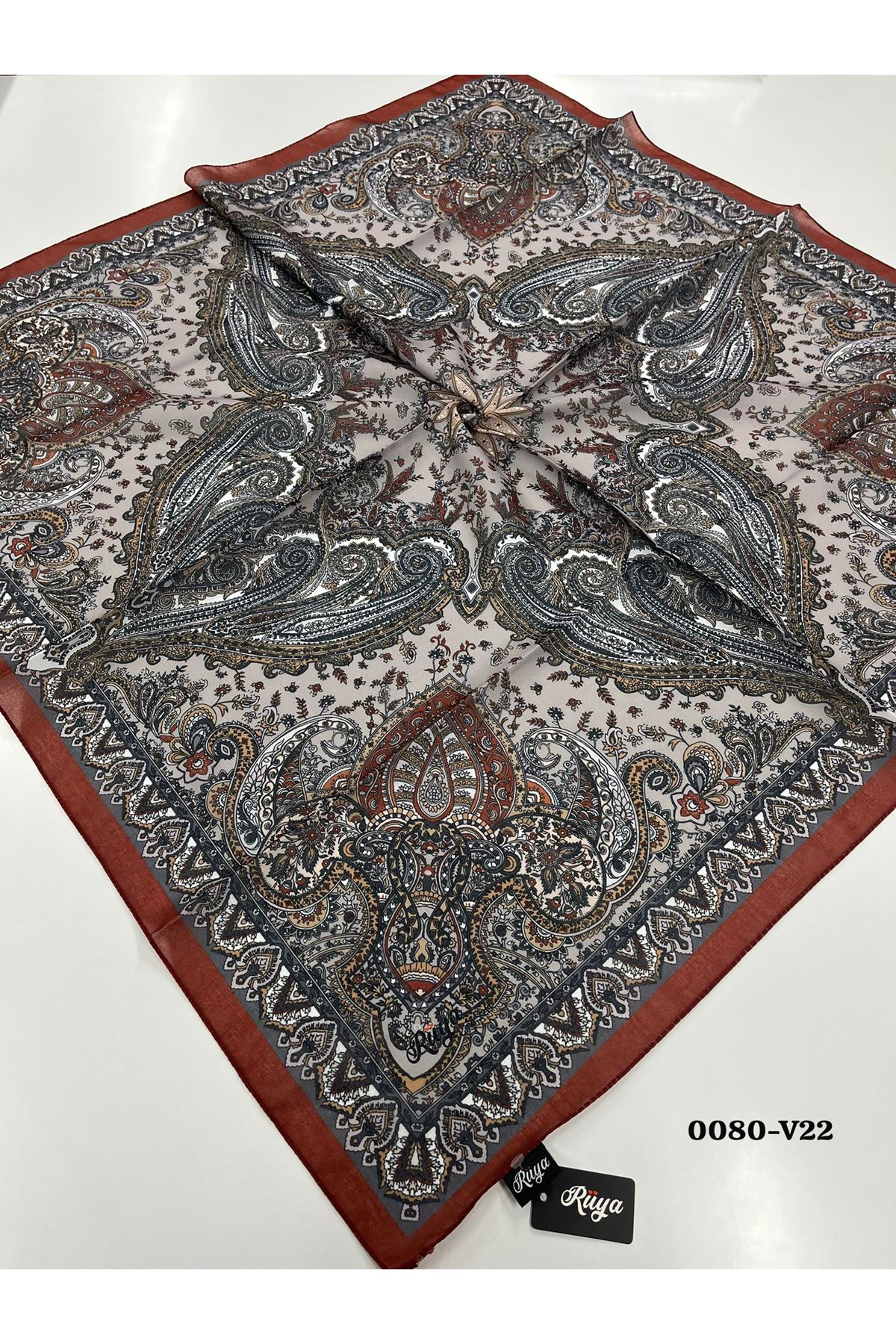 Rüya Lina Etnik Desen Soft Eşarp Kod: 0080 - V22