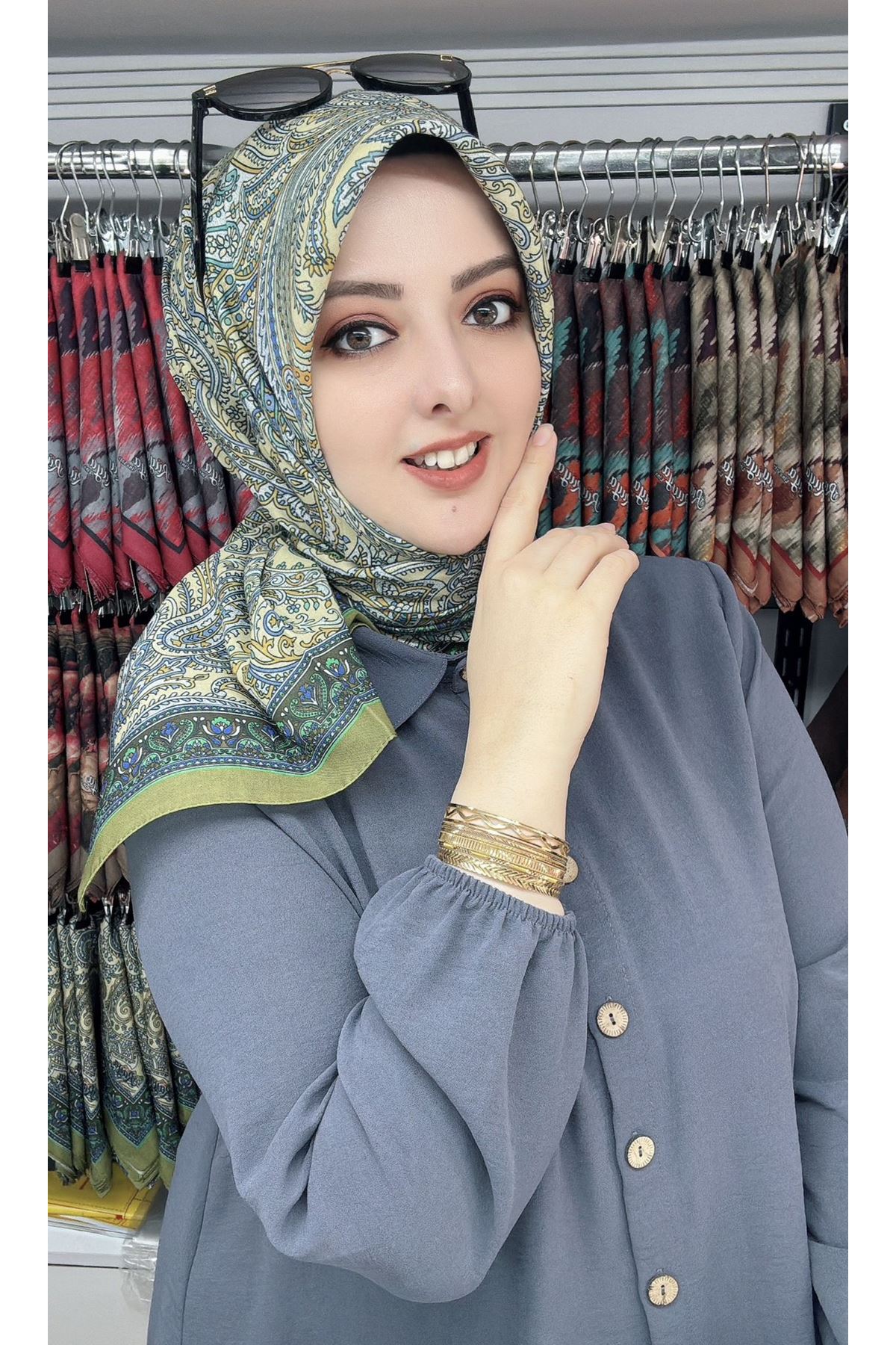 Rüya Lina Etnik Desen Soft Eşarp Kod: 1128 - V06