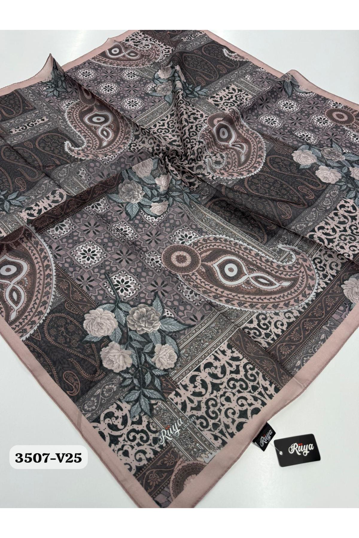 Rüya Lina Güllü Desen Soft Eşarp Kod: 3507 - V25