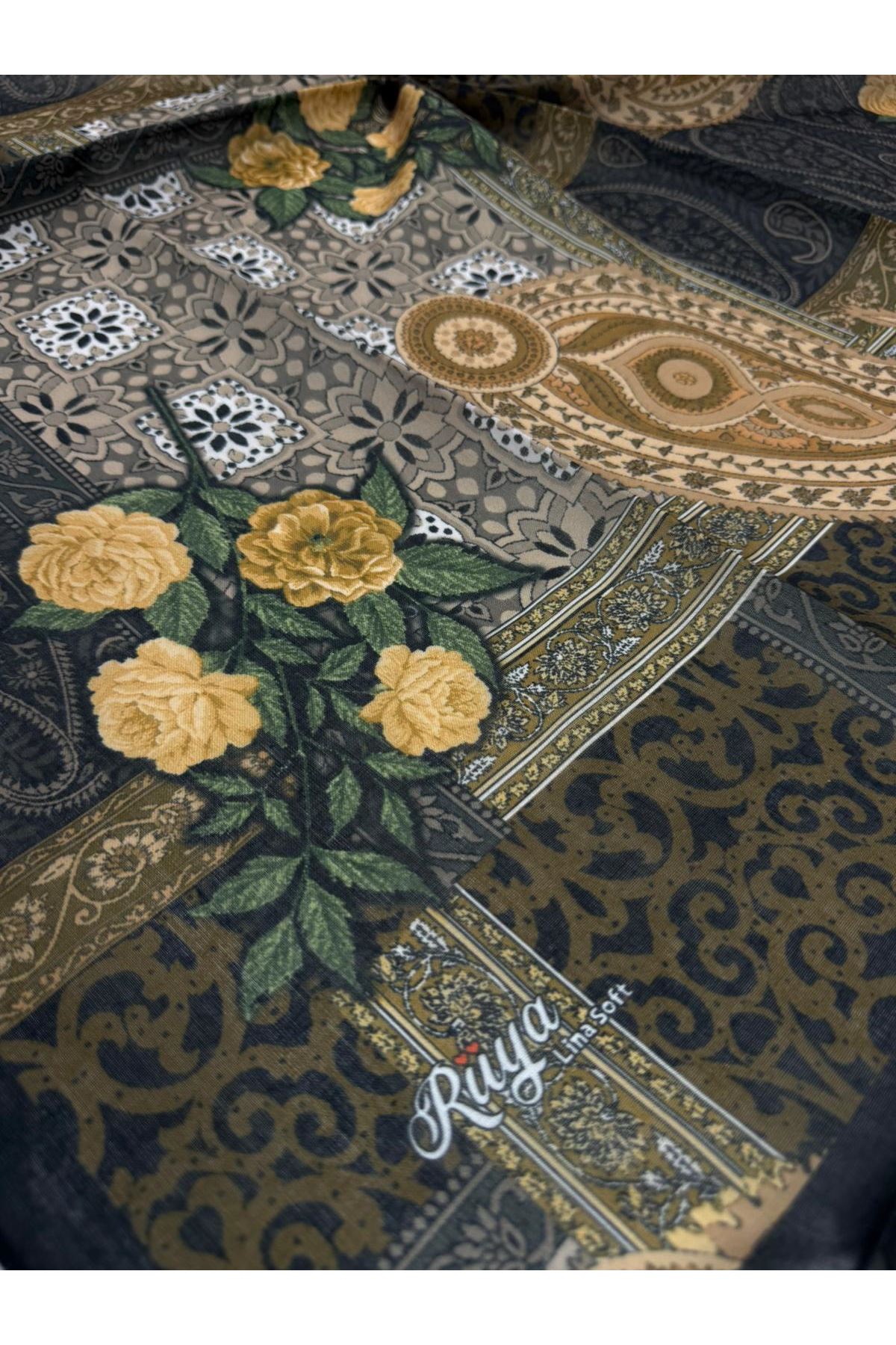 Rüya Lina Güllü Desen Soft Eşarp Kod: 3507 - V26