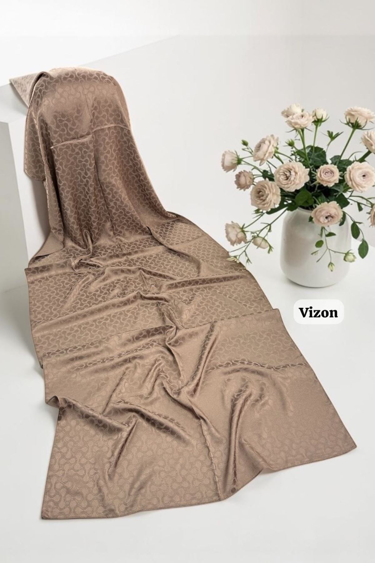 Bloom Desen Jakar Şal Vizon