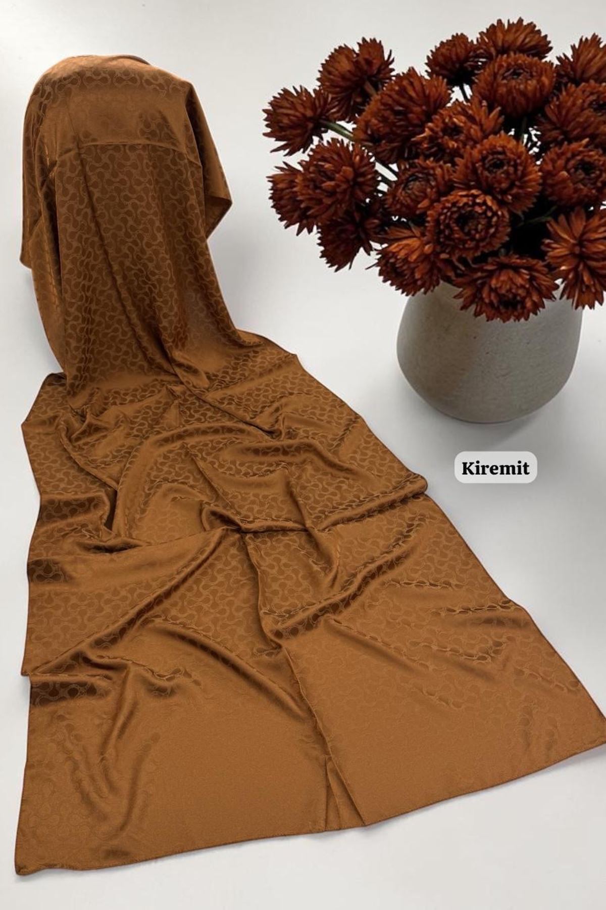 Bloom Desen Jakar Şal Kiremit