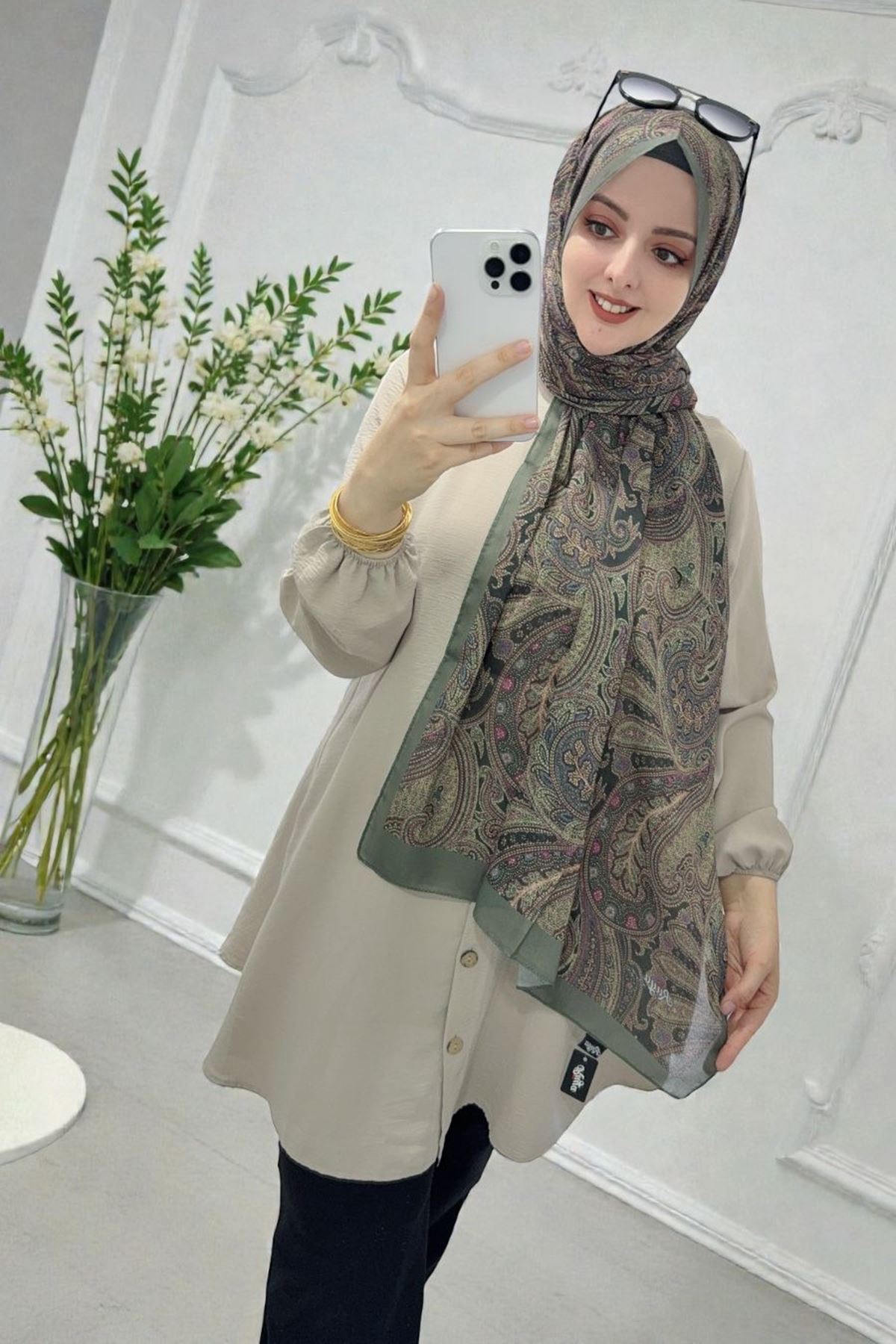 Rüya Lina Etnik Desen Aura Soft Şal Kod: 3558 - V03