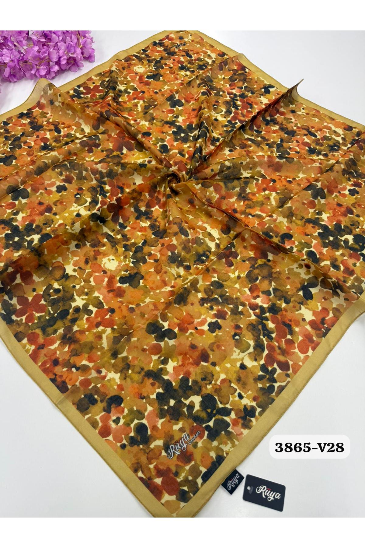 Rüya Lina Bahar Desen Soft Eşarp Kod: 3865 - V28