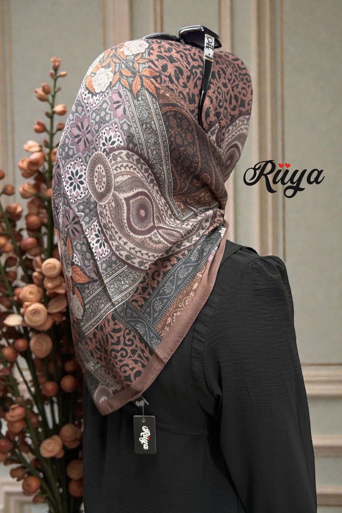 Rüya Lina Güllü Desen Soft Eşarp Kod: 3507 - V15