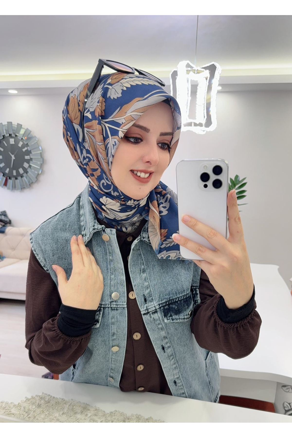 Rüya Koton Eşarp Yaprak Desen