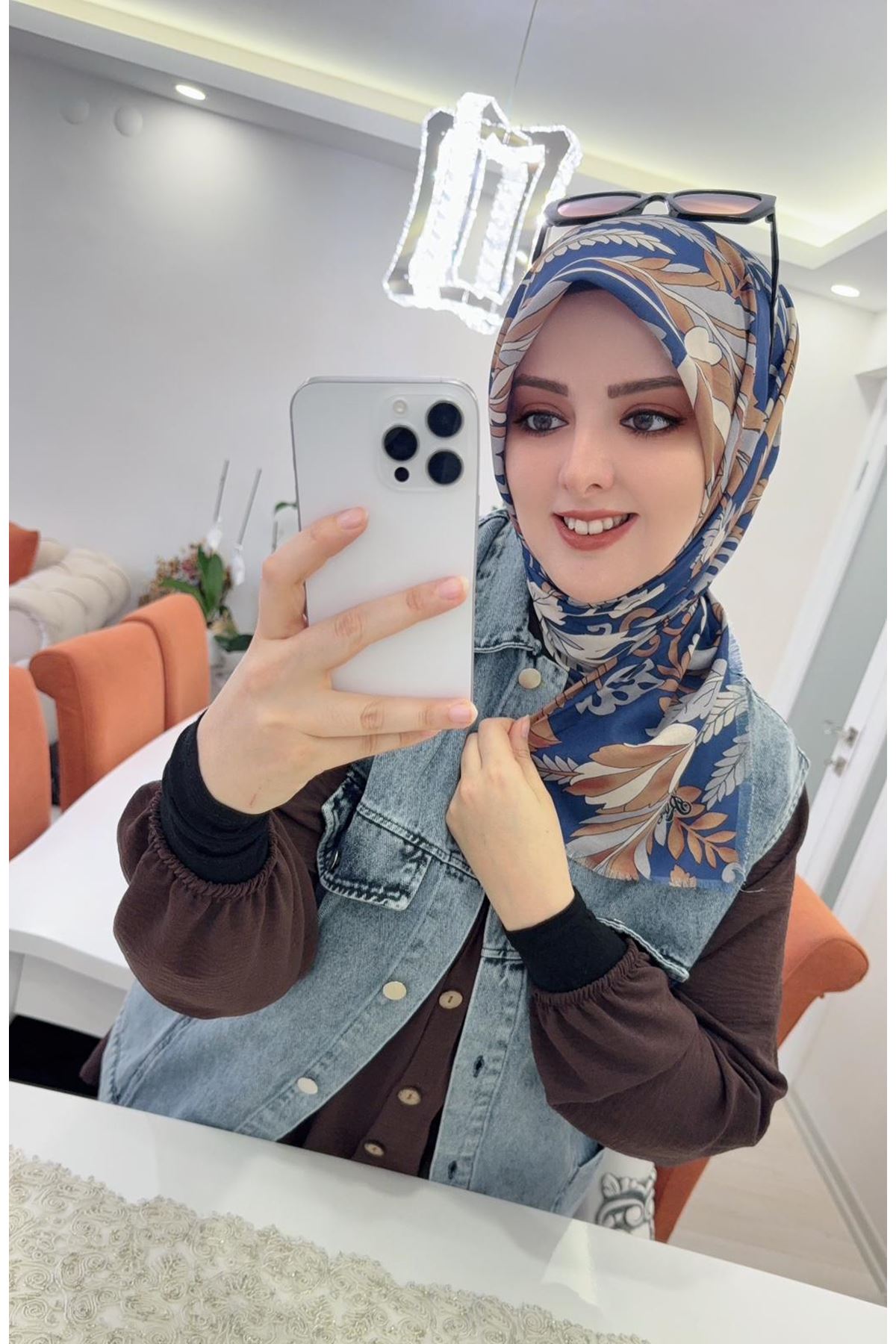Rüya Koton Eşarp Yaprak Desen