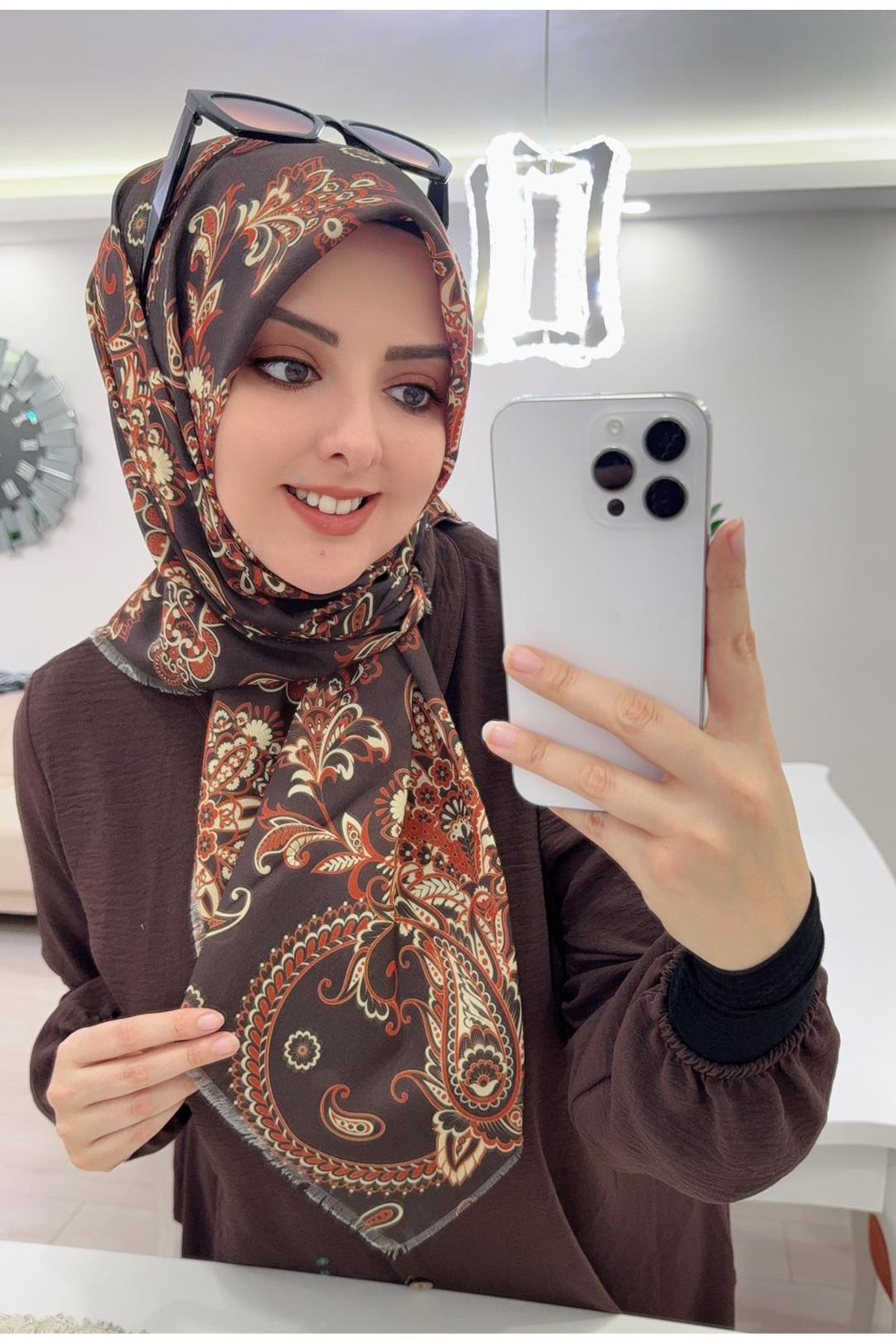 Rüya Koton Eşarp Etnik Desen