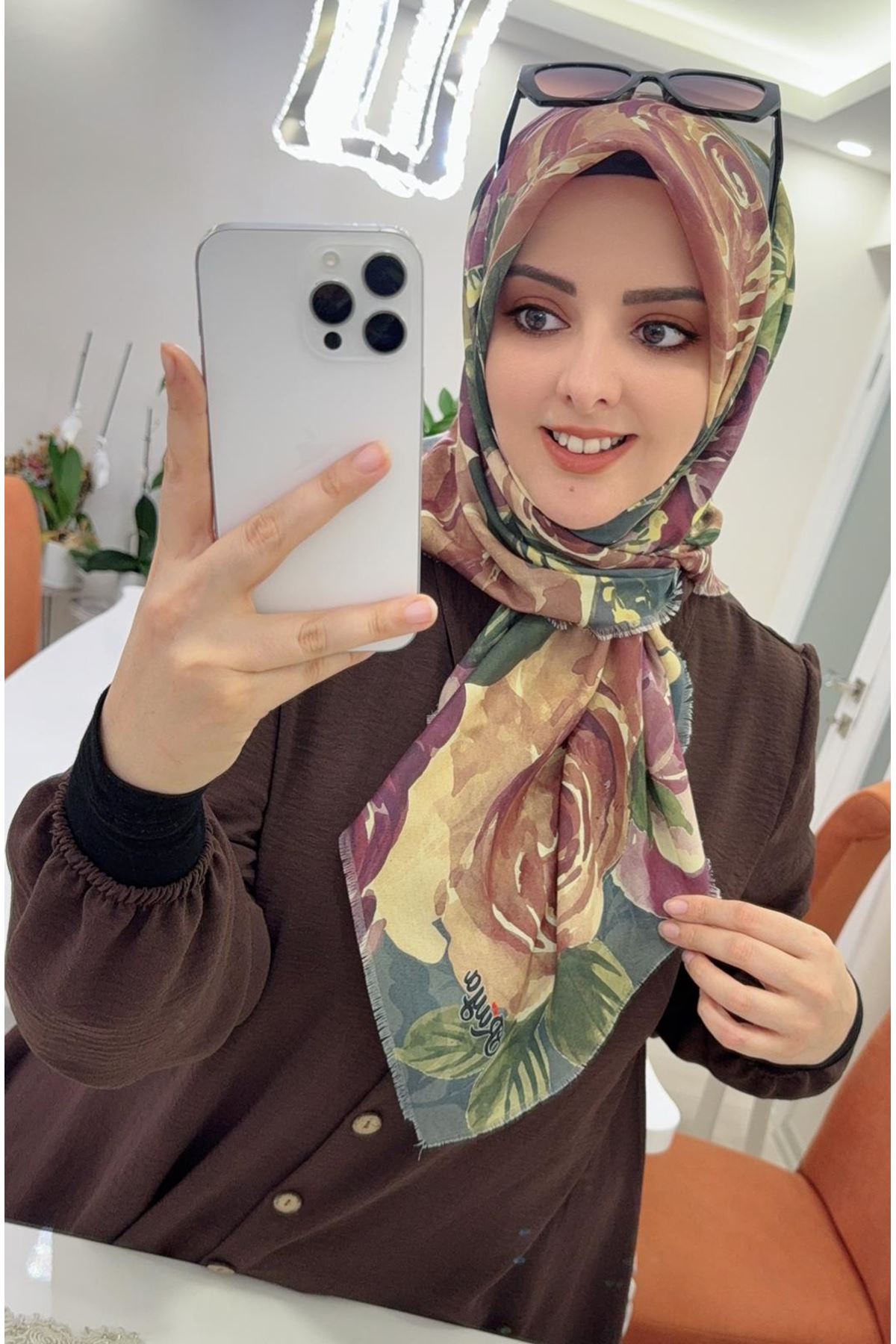 Rüya Koton Eşarp Gül Modeli     