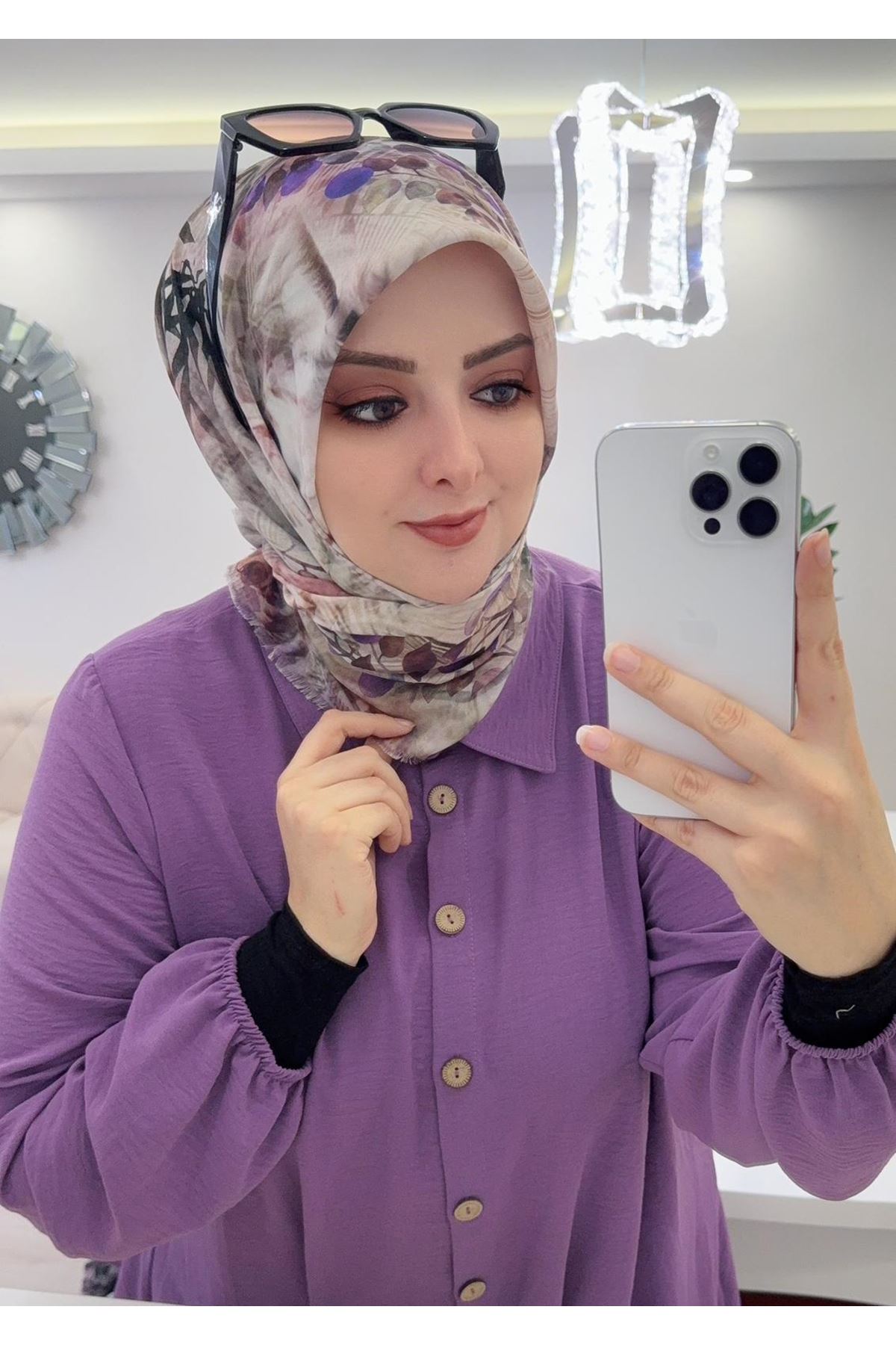 Rüya Koton Eşarp Yaprak Modeli