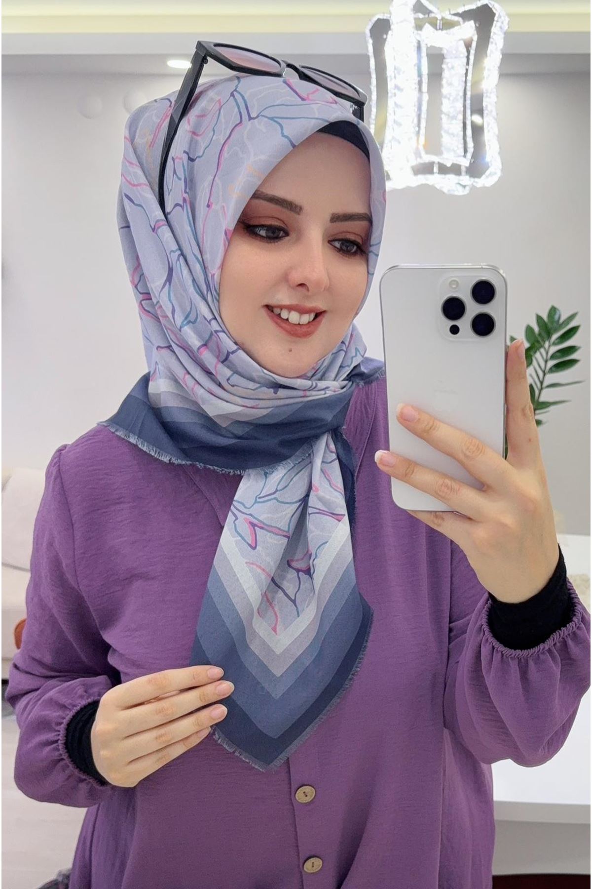 Rüya Koton Eşarp Çizgisel Desen