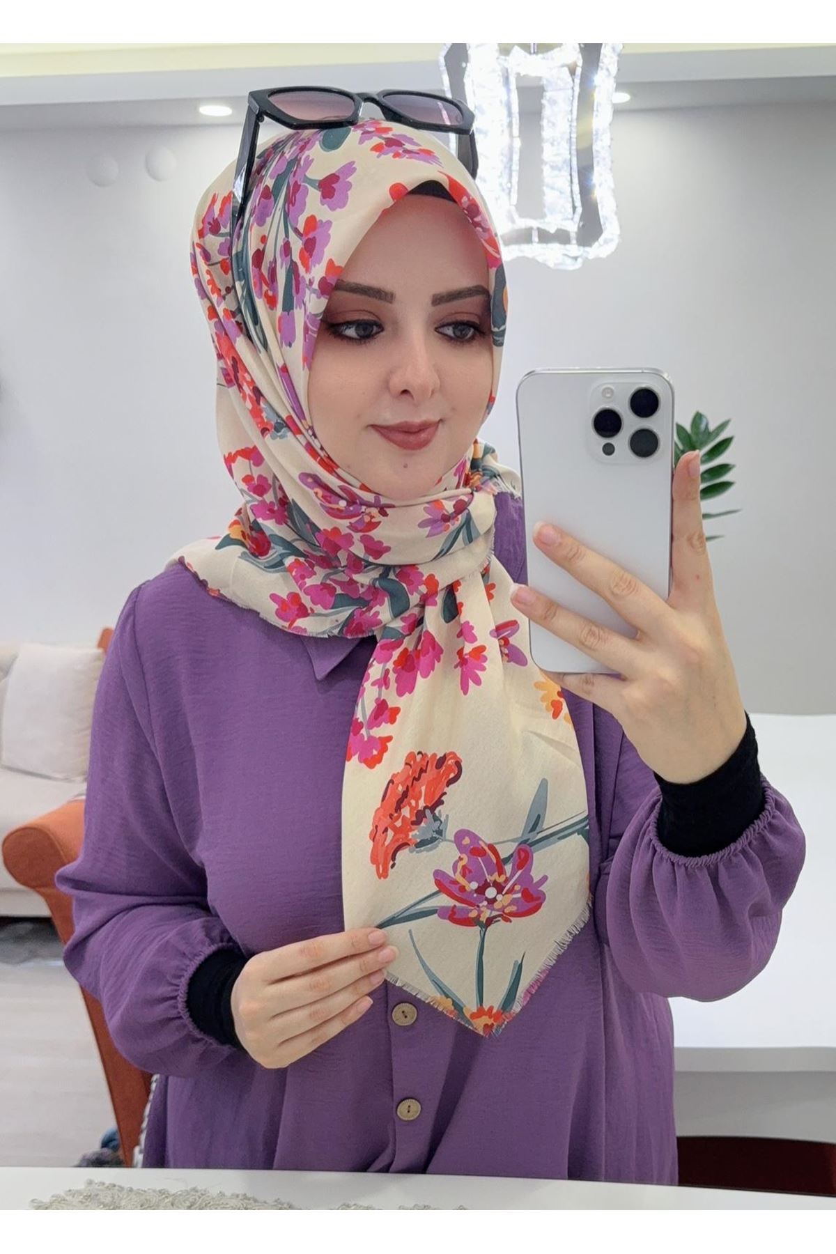 Rüya Koton Eşarp Bahar Desen