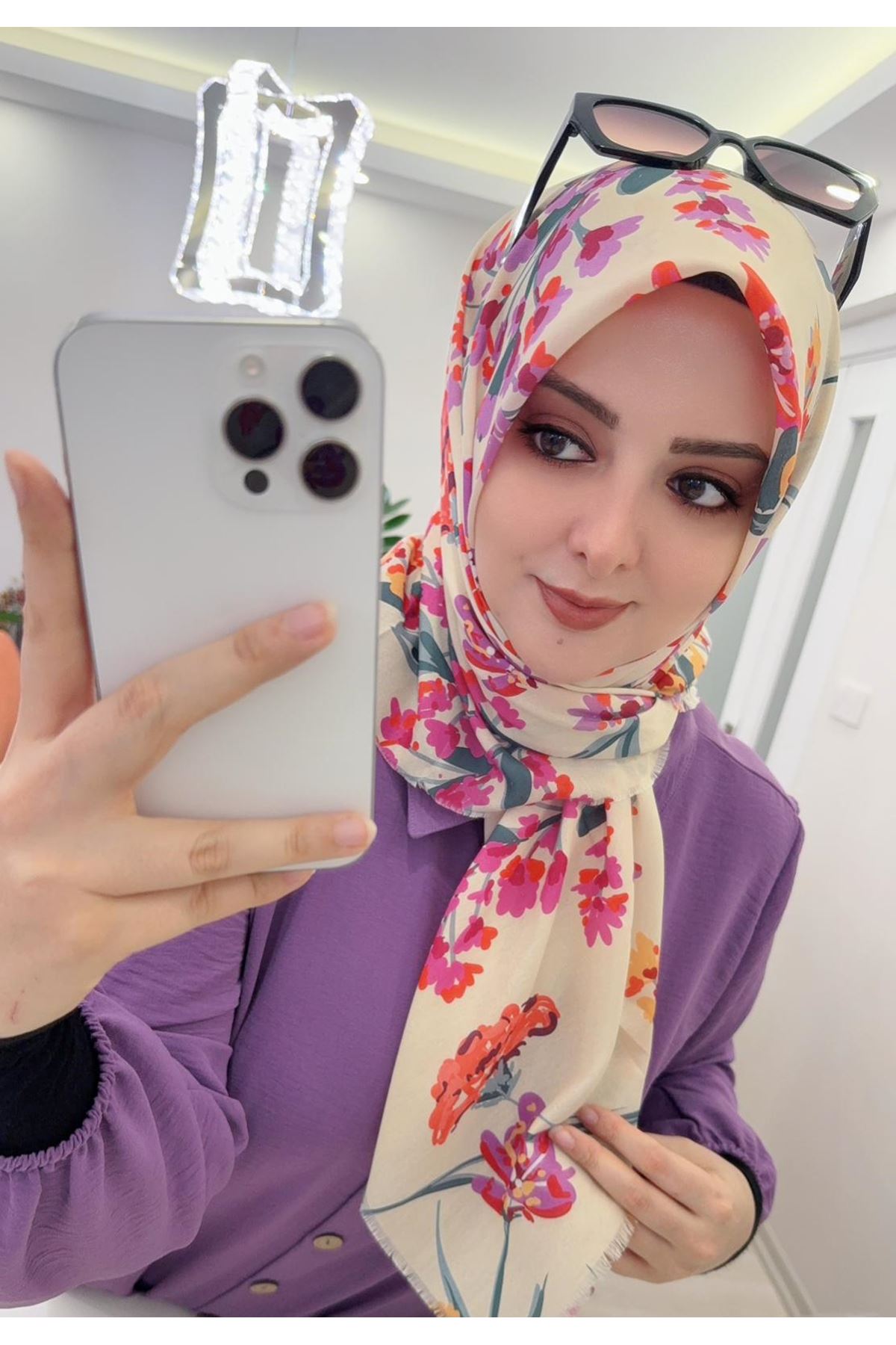 Rüya Koton Eşarp Bahar Desen