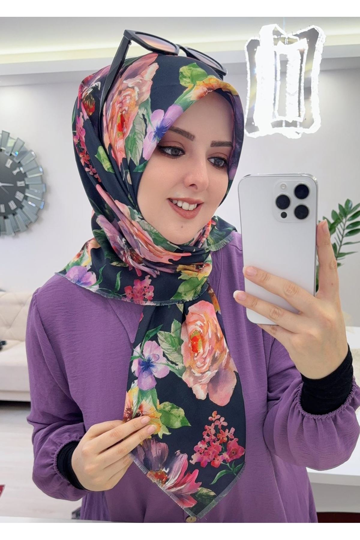 Rüya Koton Eşarp Rose Desen